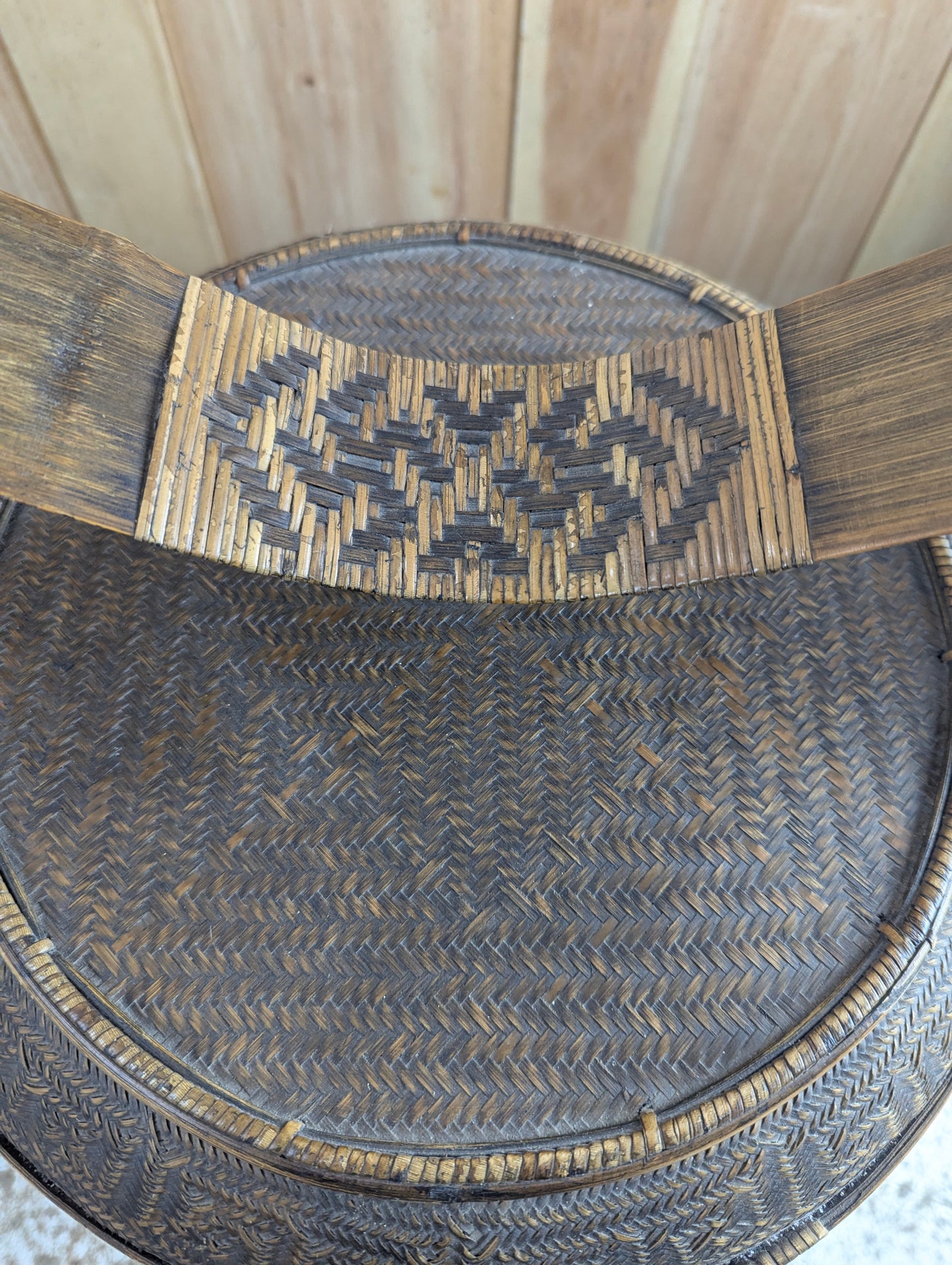 Antique Style Chinese Bamboo Woven Basket - view 2