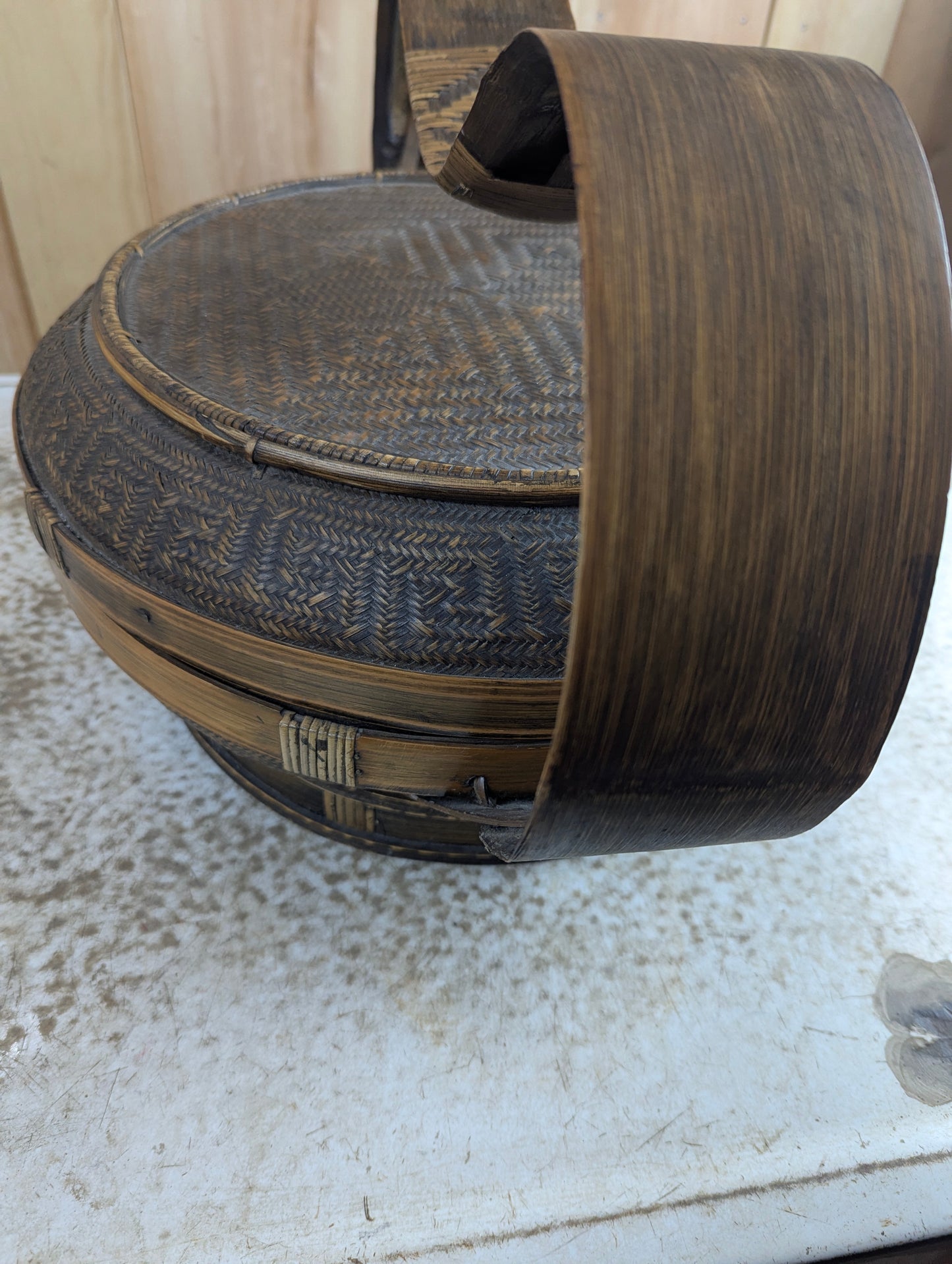 Antique Style Chinese Bamboo Woven Basket - view 3