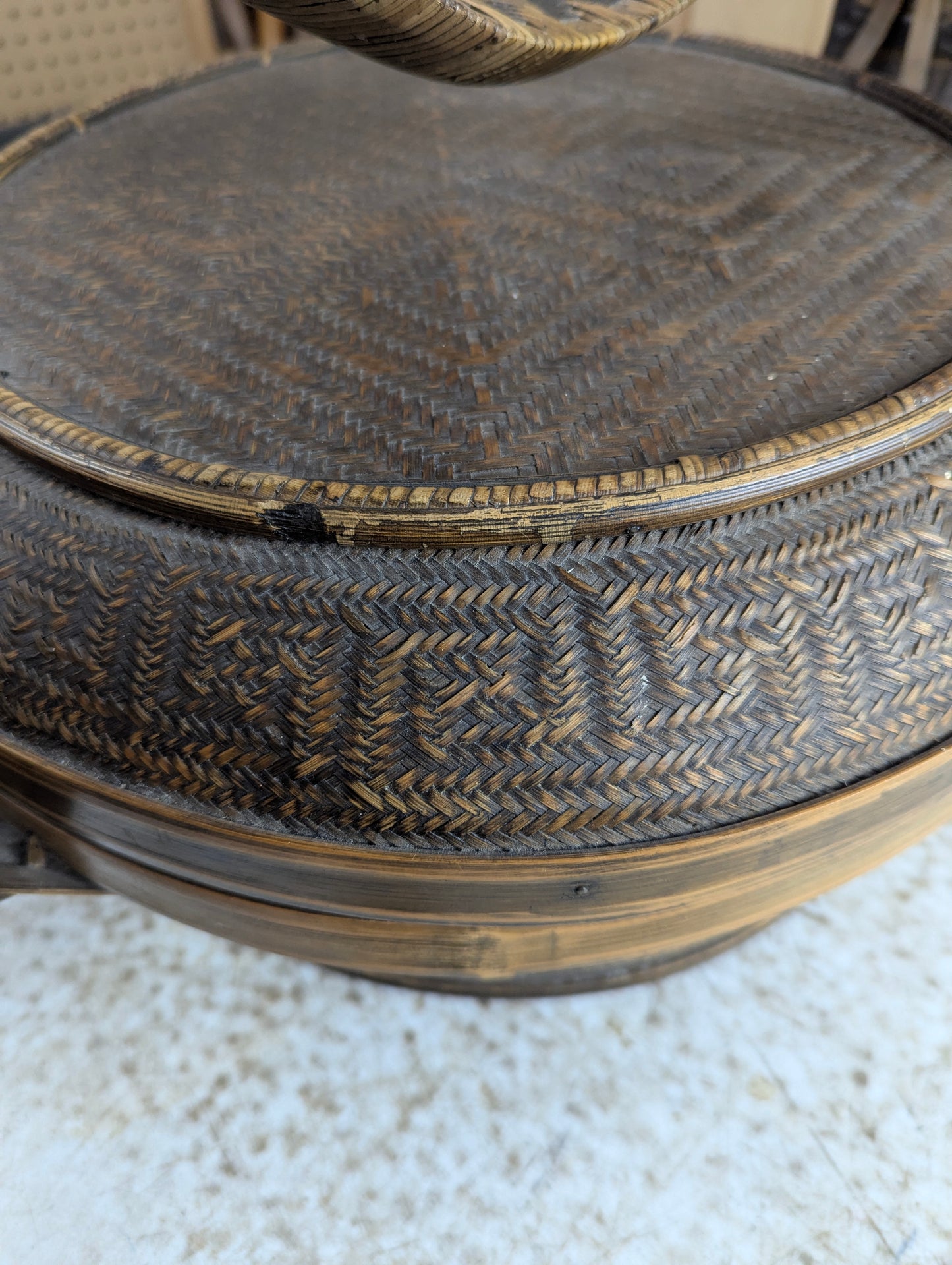 Antique Style Chinese Bamboo Woven Basket - view 4