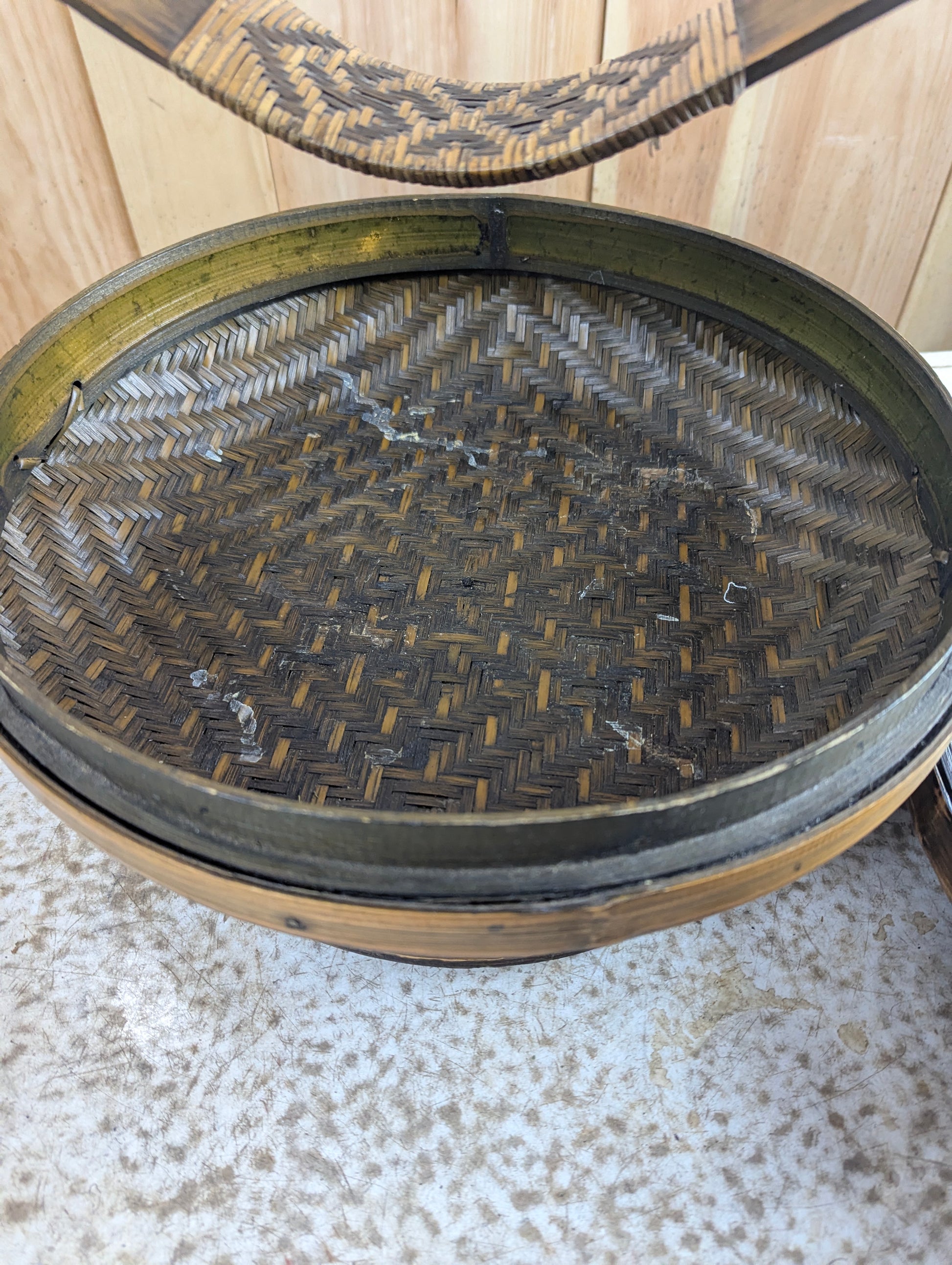 Antique Style Chinese Bamboo Woven Basket - view 5