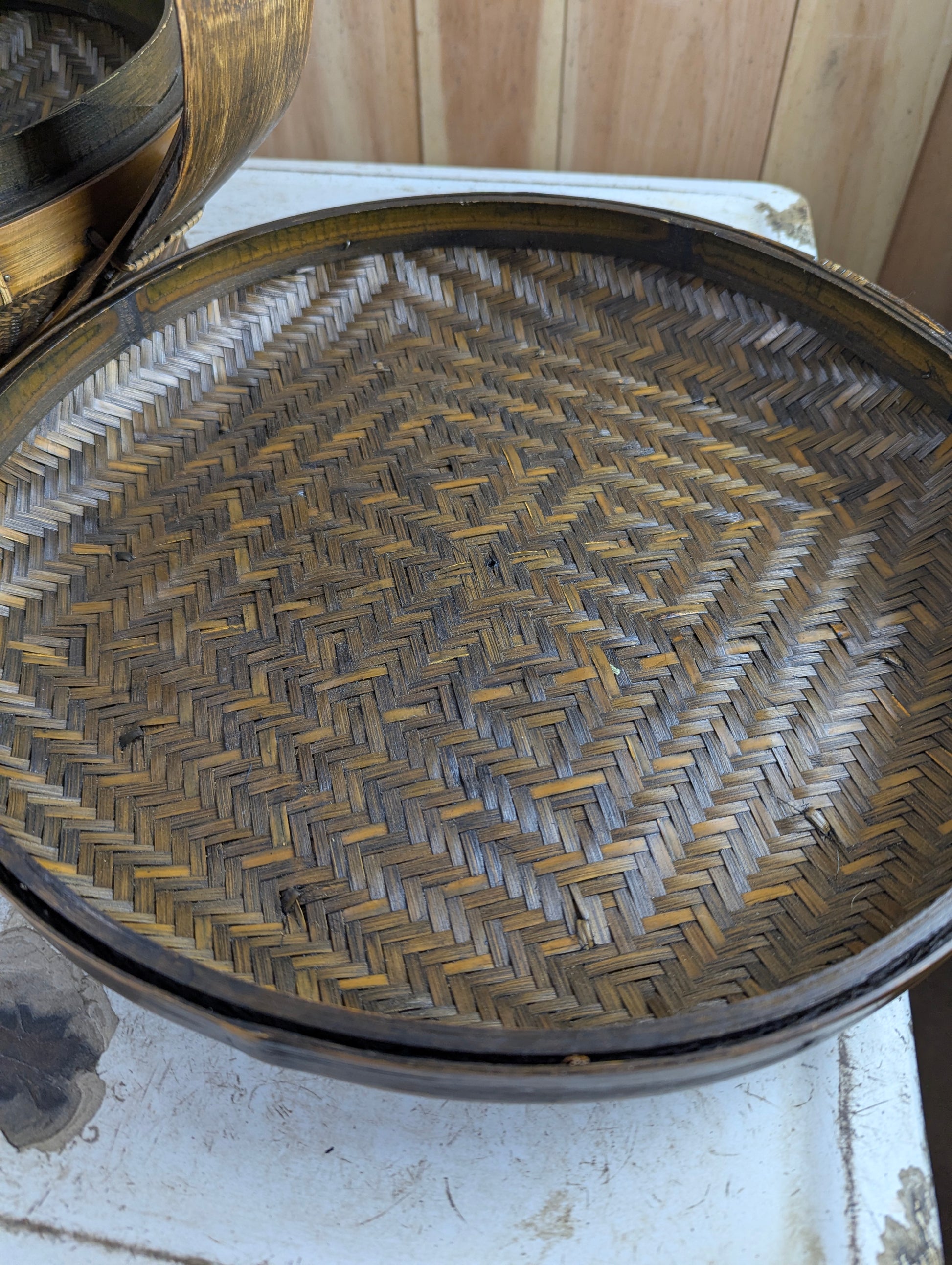 Antique Style Chinese Bamboo Woven Basket - view 6