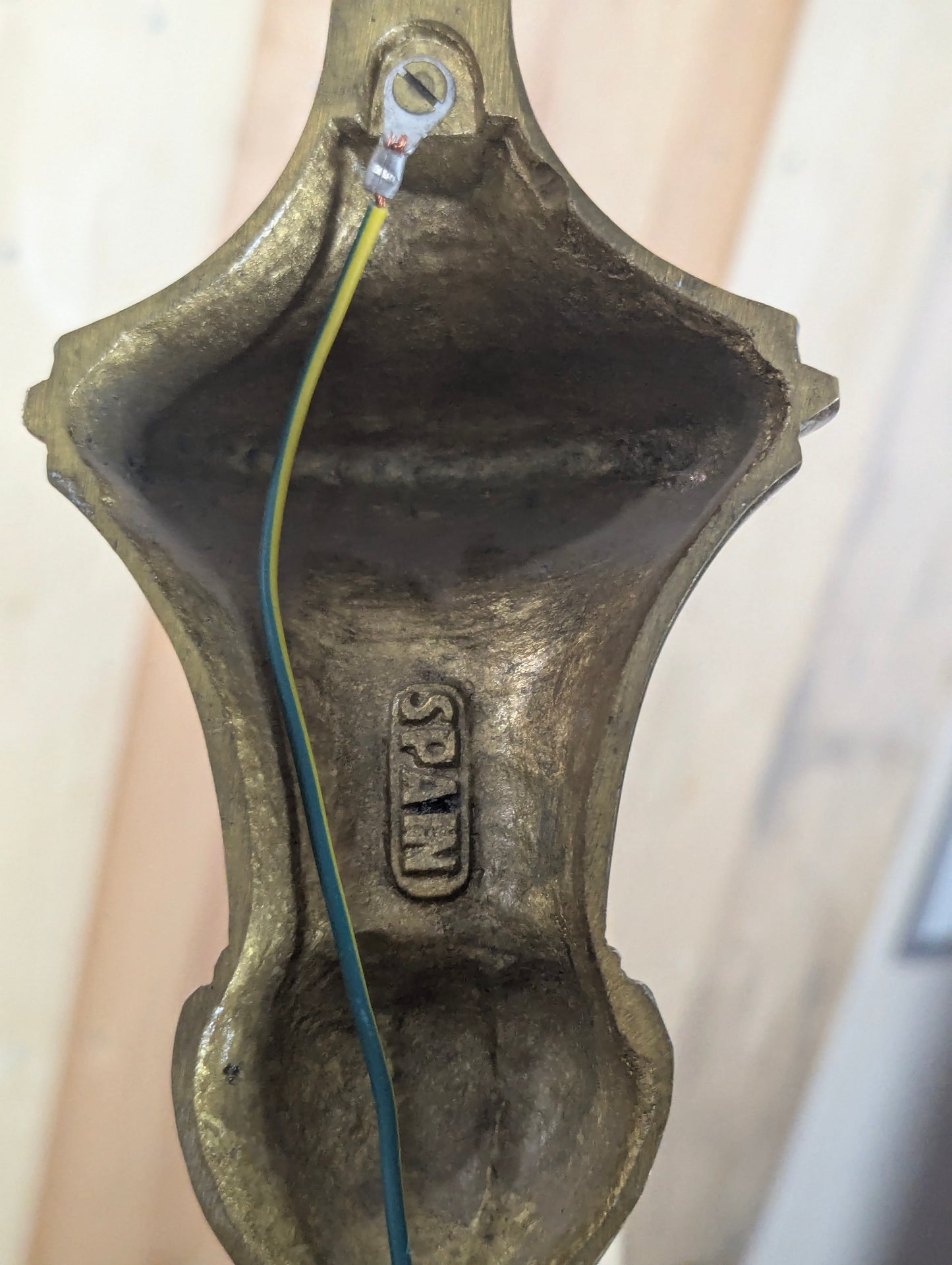 Antique Three-Arm Brass Wall Sconce - view 8
