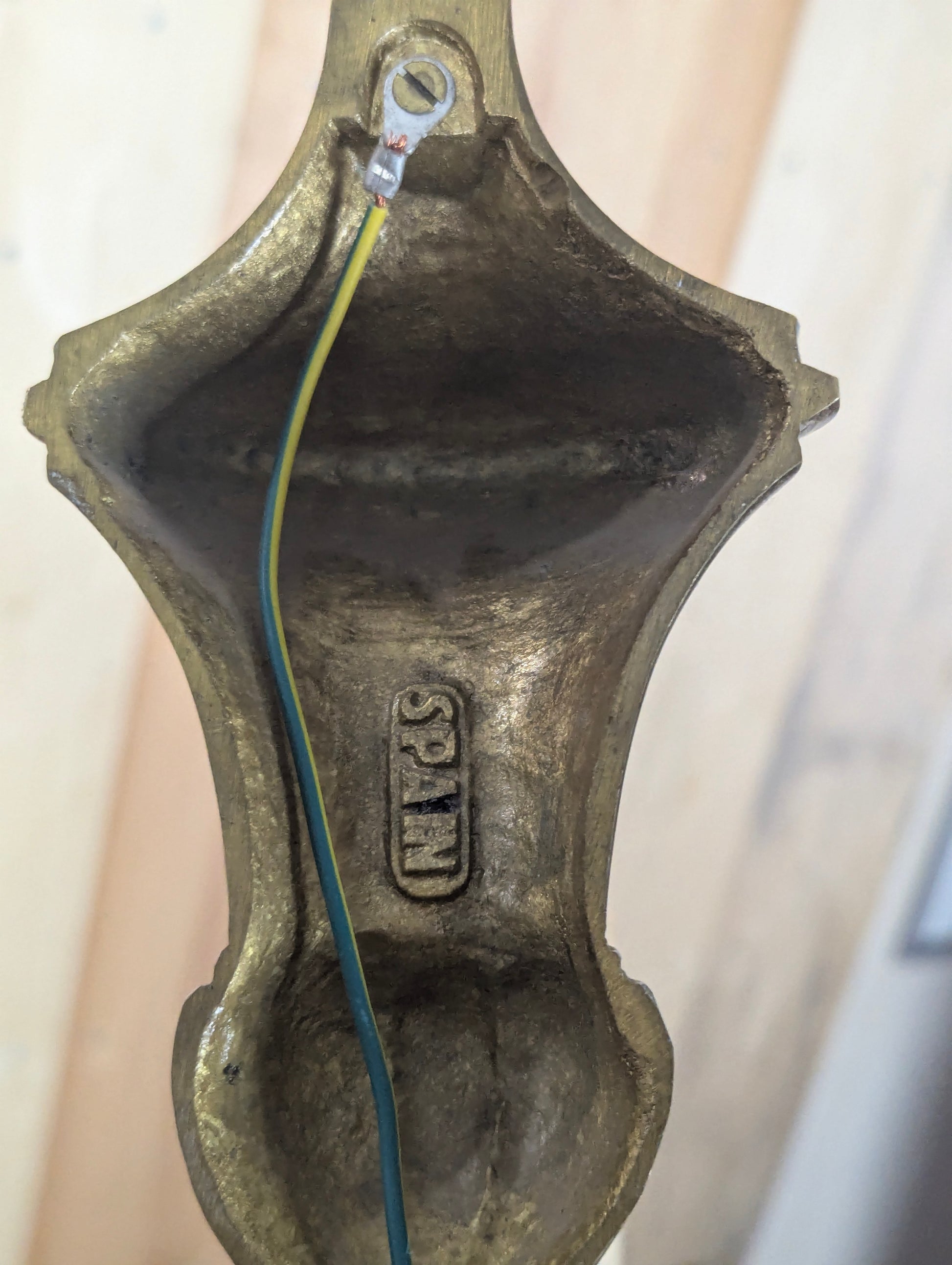 Antique Three-Arm Brass Wall Sconce - view 8