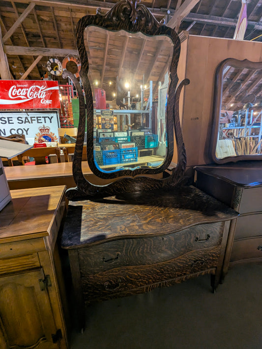 Antique Tiger Oak Dresser with Swivel Mirror