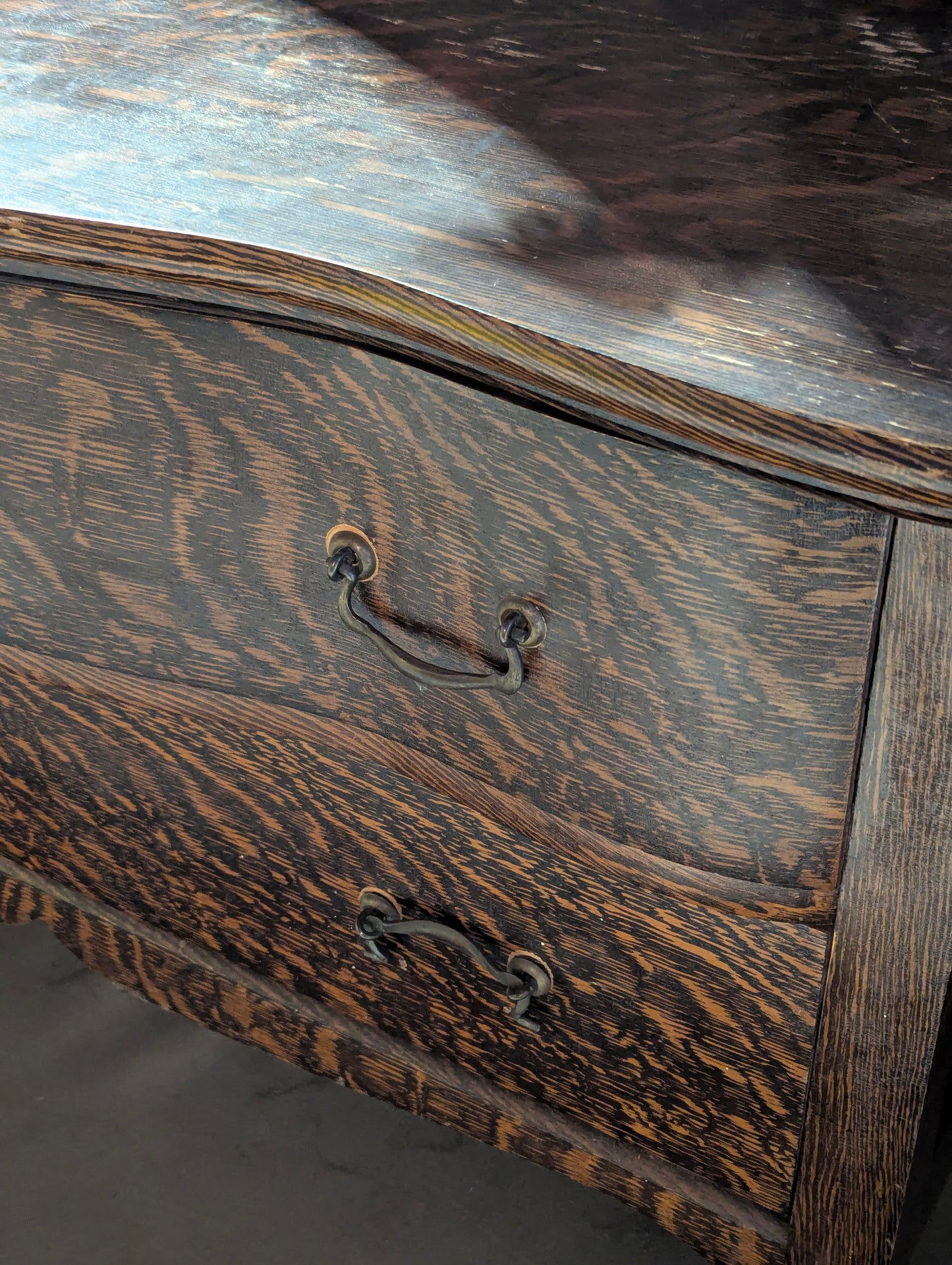 Antique Tiger Oak Dresser with Swivel Mirror - view 3