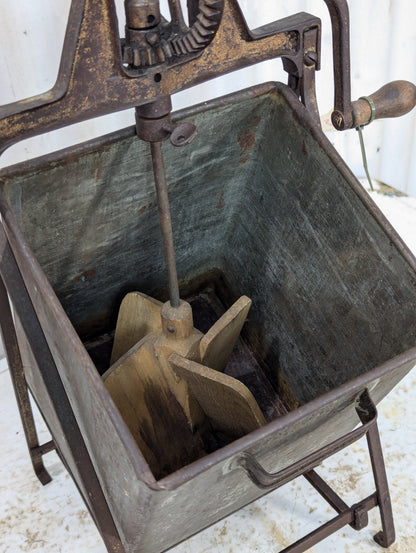Antique Tin Metal Gear Driven Butter Churn - view 4