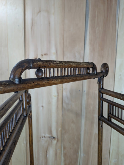 Antique Victorian Oak Stick and Ball 3 Section Room Divider Dressing Screen - view 4