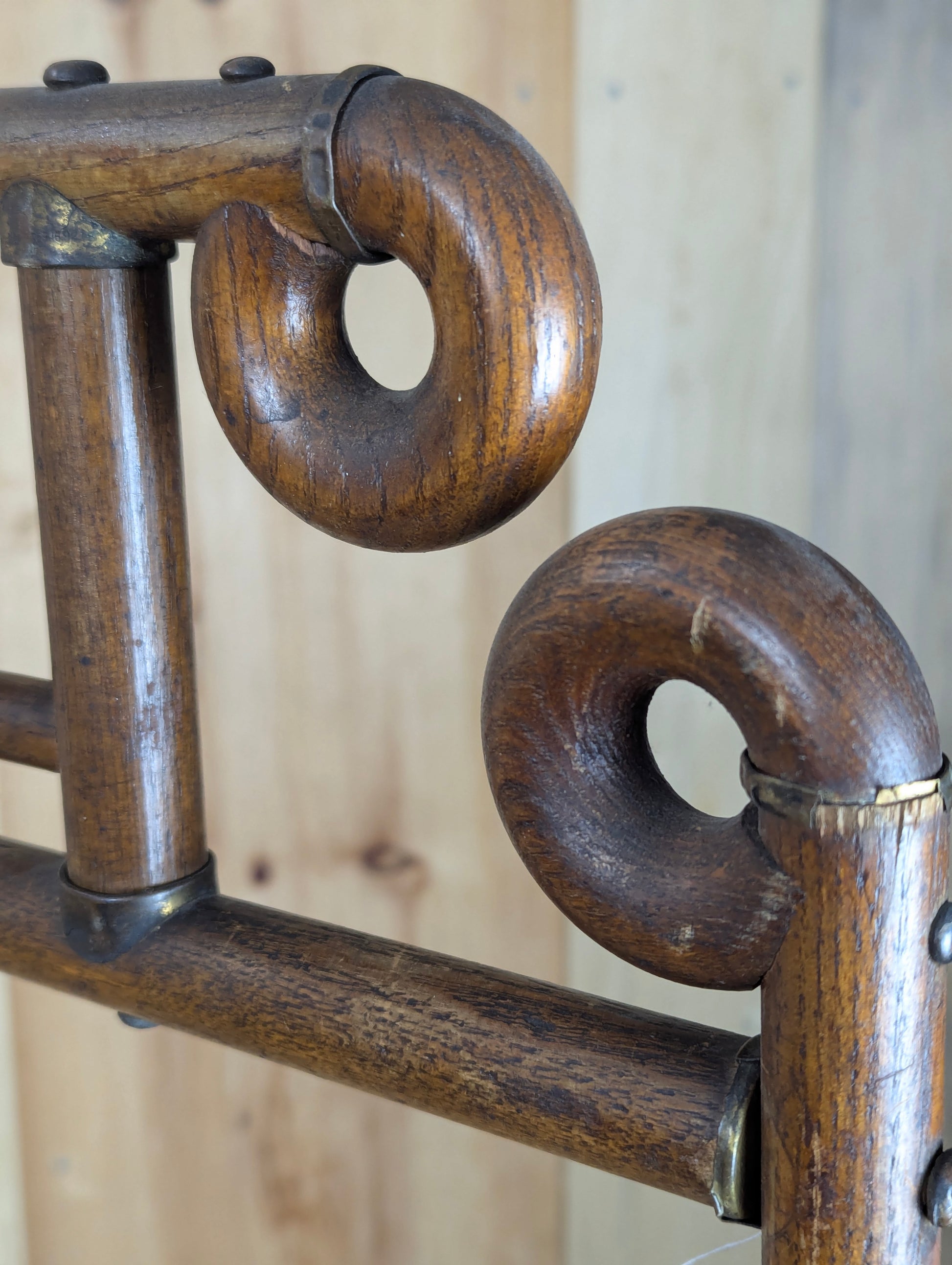 Antique Victorian Oak Stick and Ball 3 Section Room Divider Dressing Screen - view 5