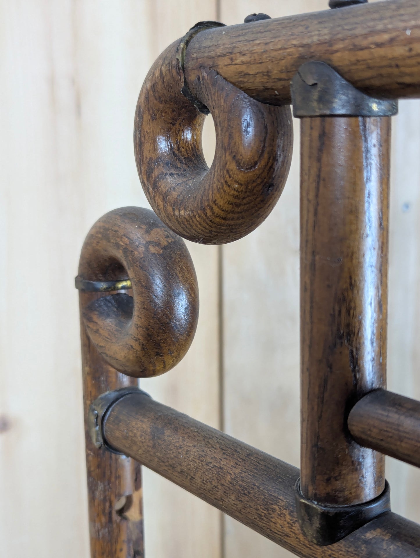 Antique Victorian Oak Stick and Ball 3 Section Room Divider Dressing Screen - view 6