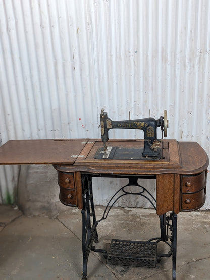 Antique White Sewing Machine - view 2