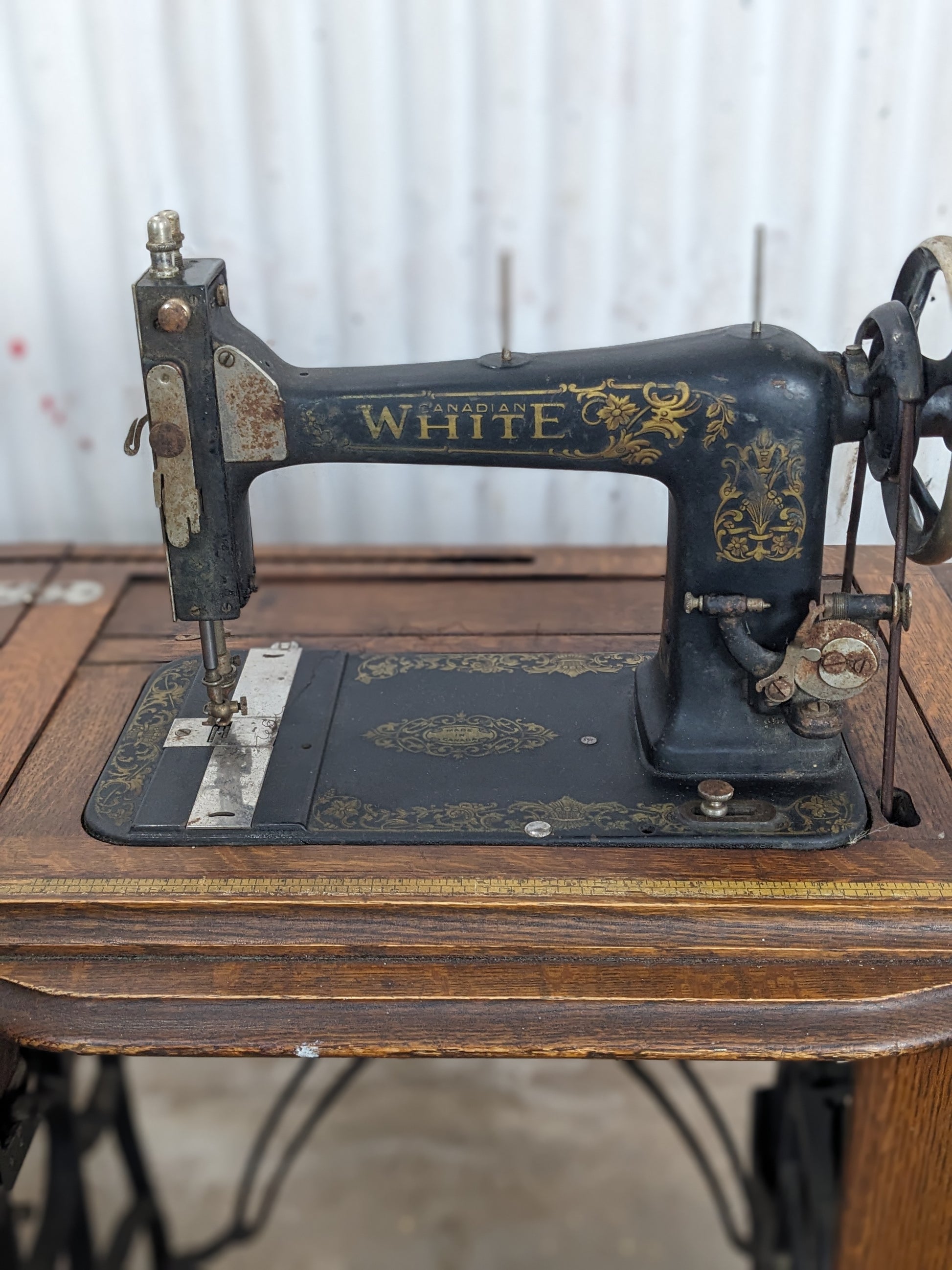 Antique White Sewing Machine - view 3