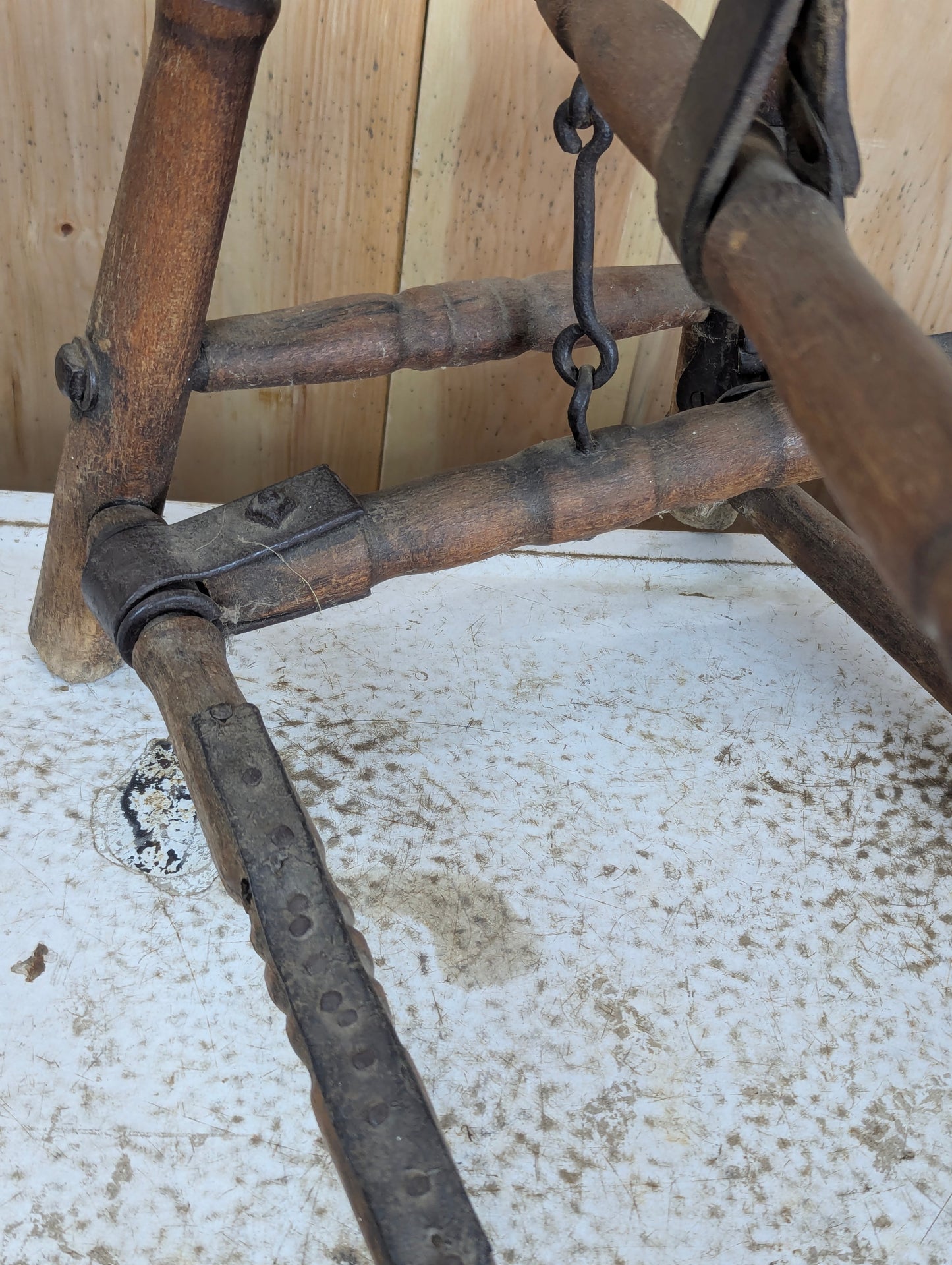 Antique Wooden Saddle Bench - view 5