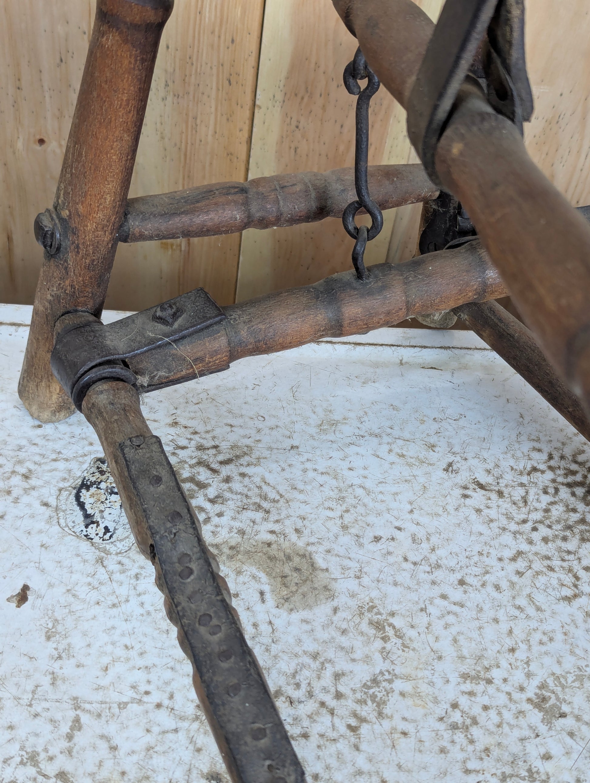 Antique Wooden Saddle Bench - view 5