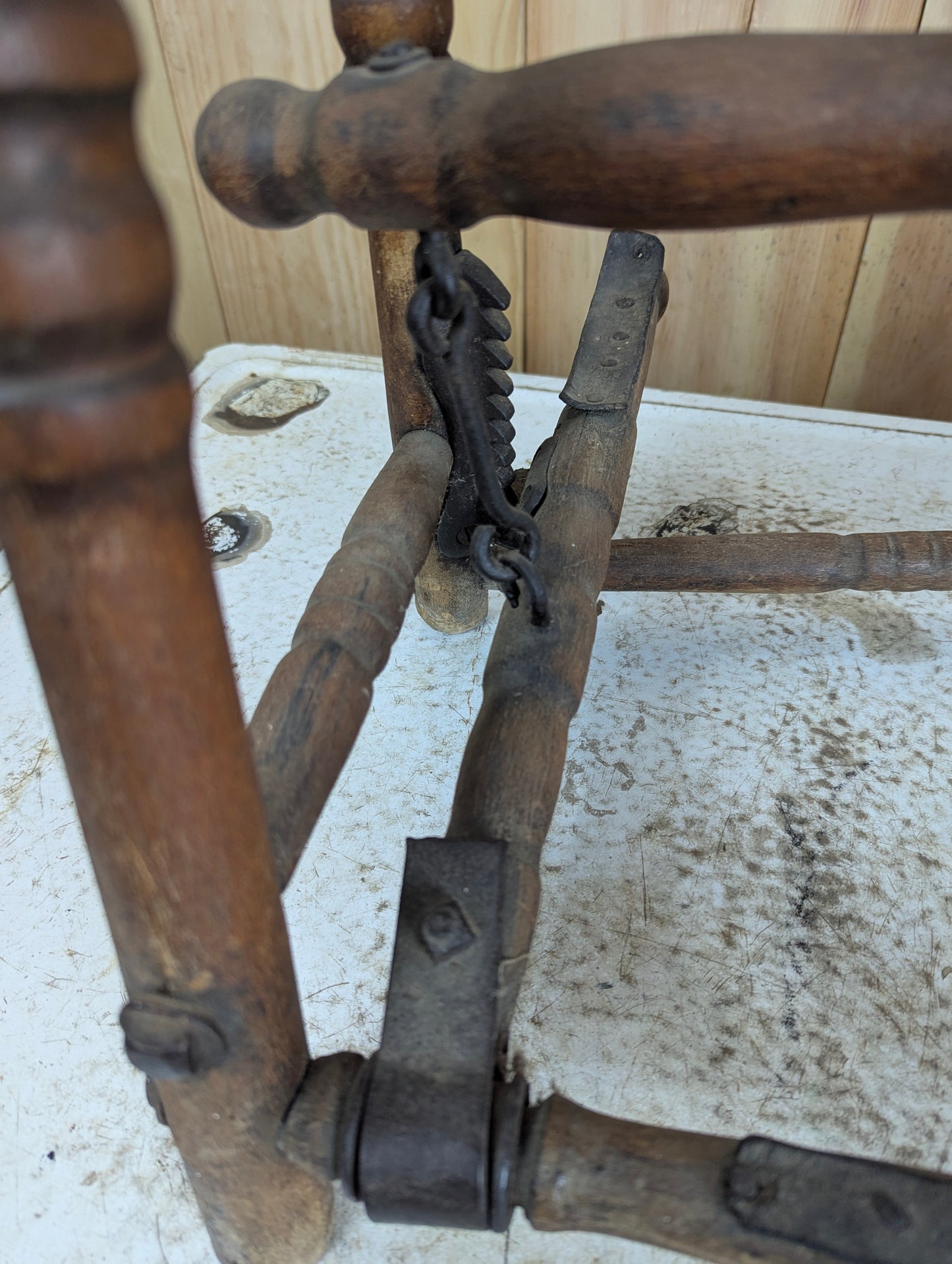 Antique Wooden Saddle Bench - view 6