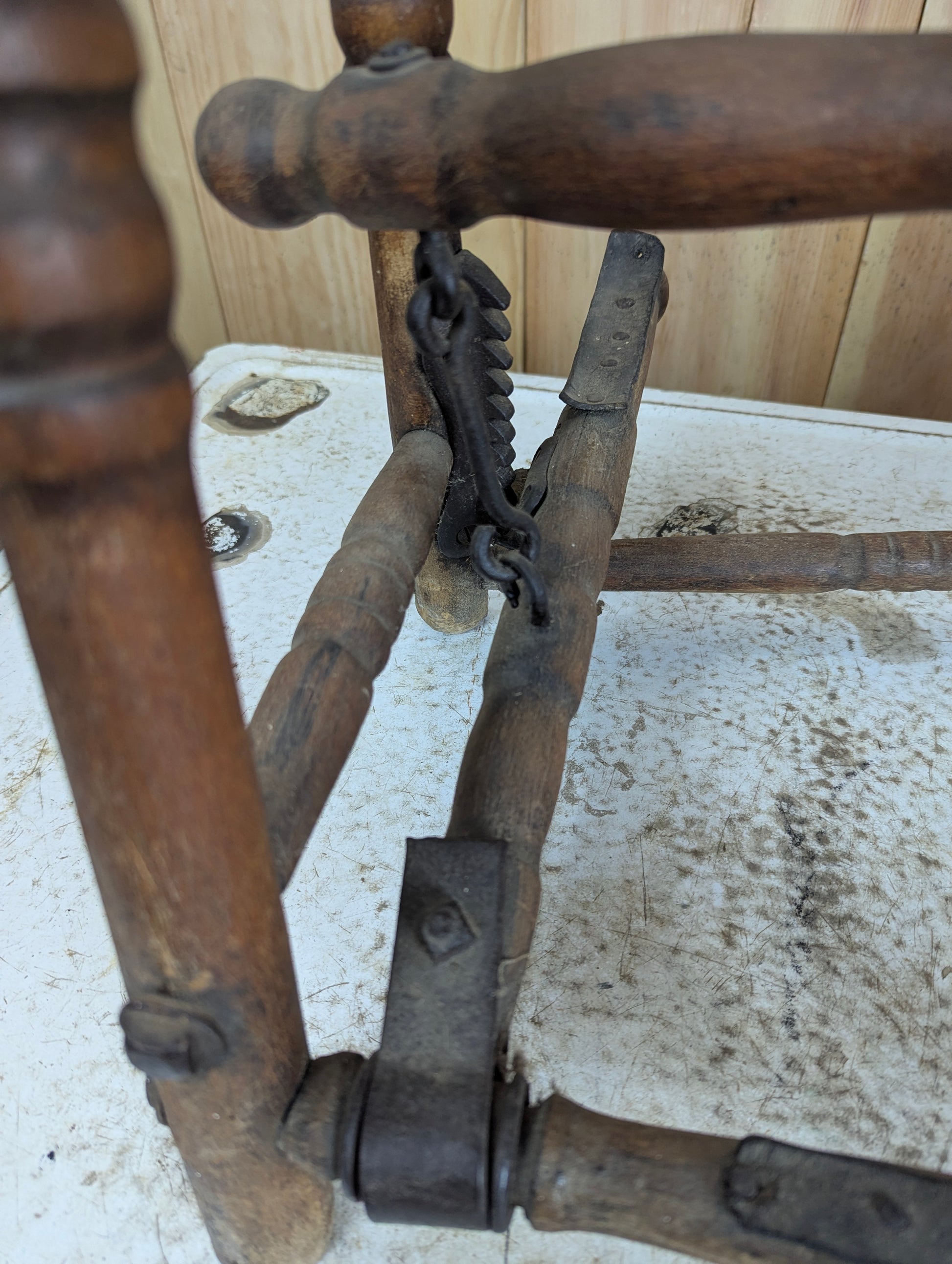 Antique Wooden Saddle Bench - view 6