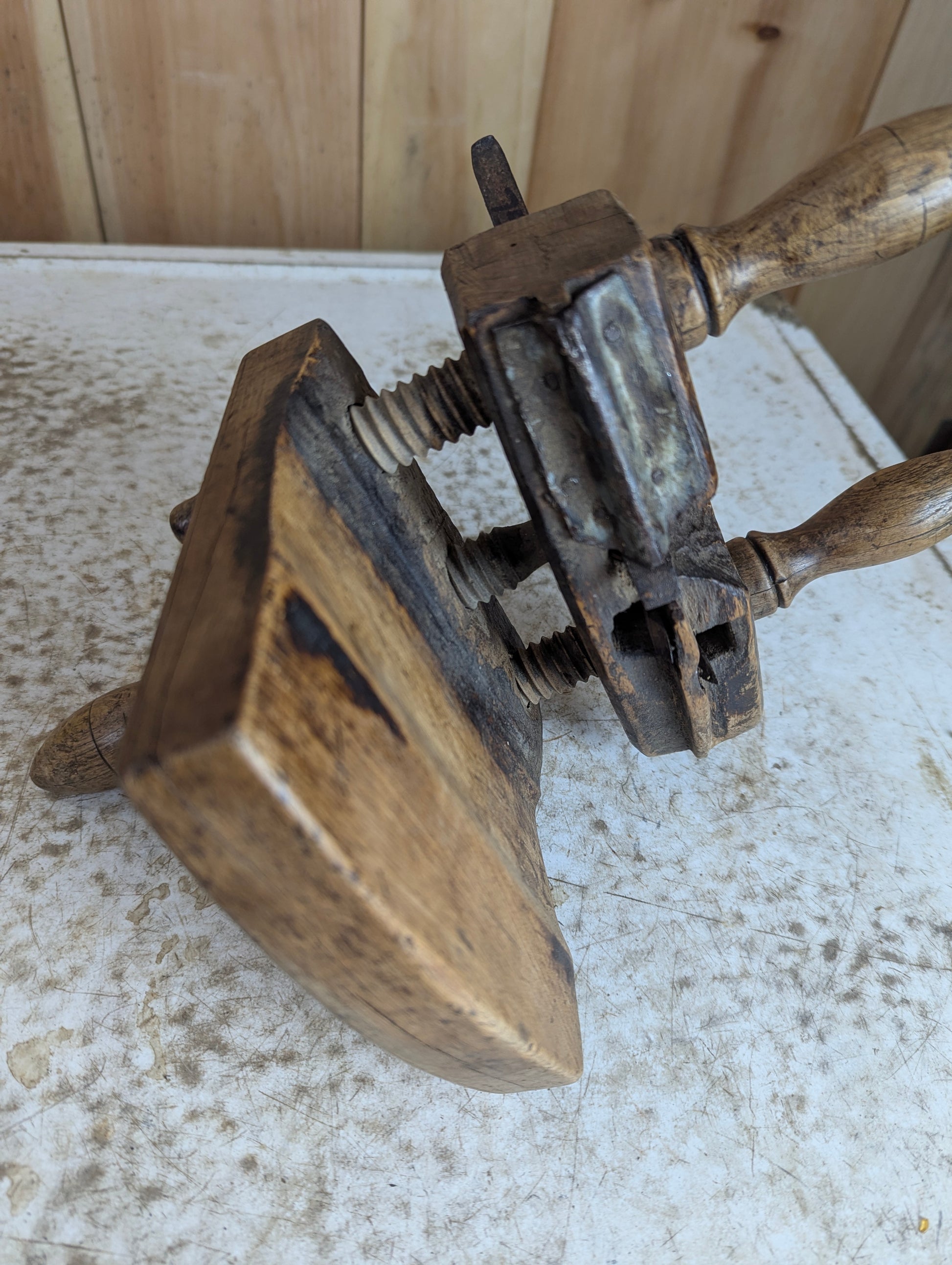 Antique Wooden Screw Arm Plow Plane - view 2