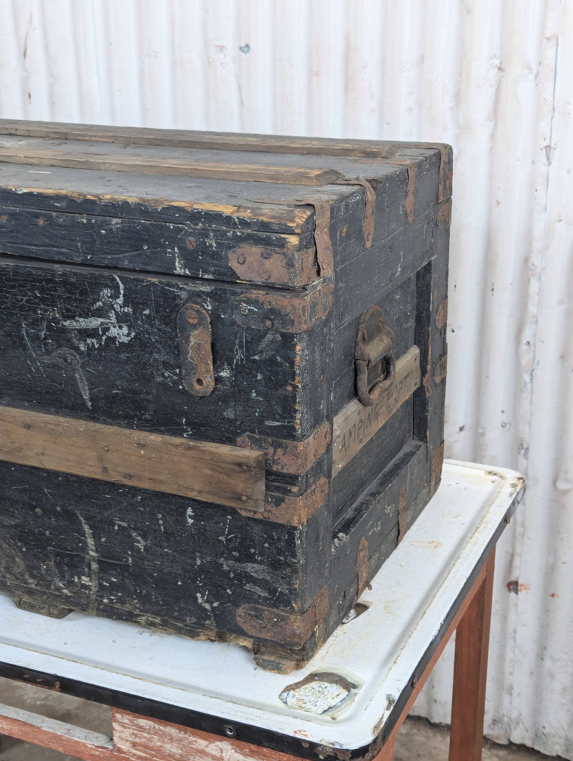 Antique Wooden Trunk - view 2