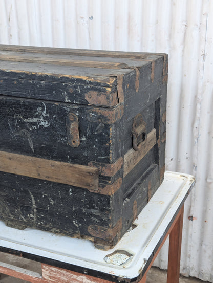 Antique Wooden Trunk - view 2