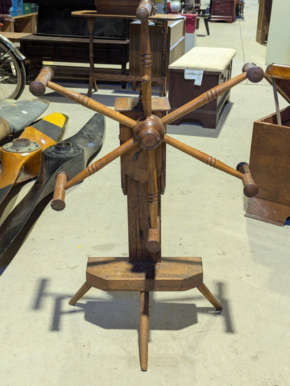 Antique Wooden Yarn Winder Clock Reel Weasel