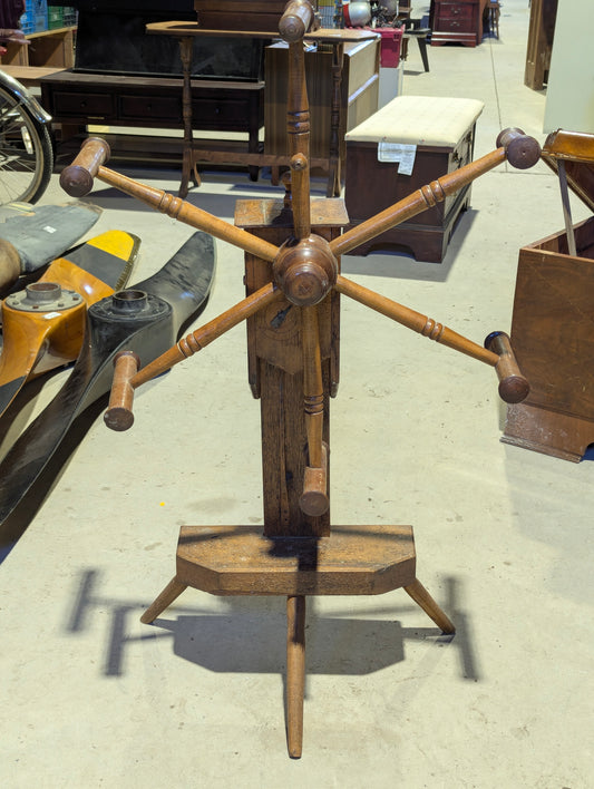 Antique Wooden Yarn Winder Clock Reel Weasel