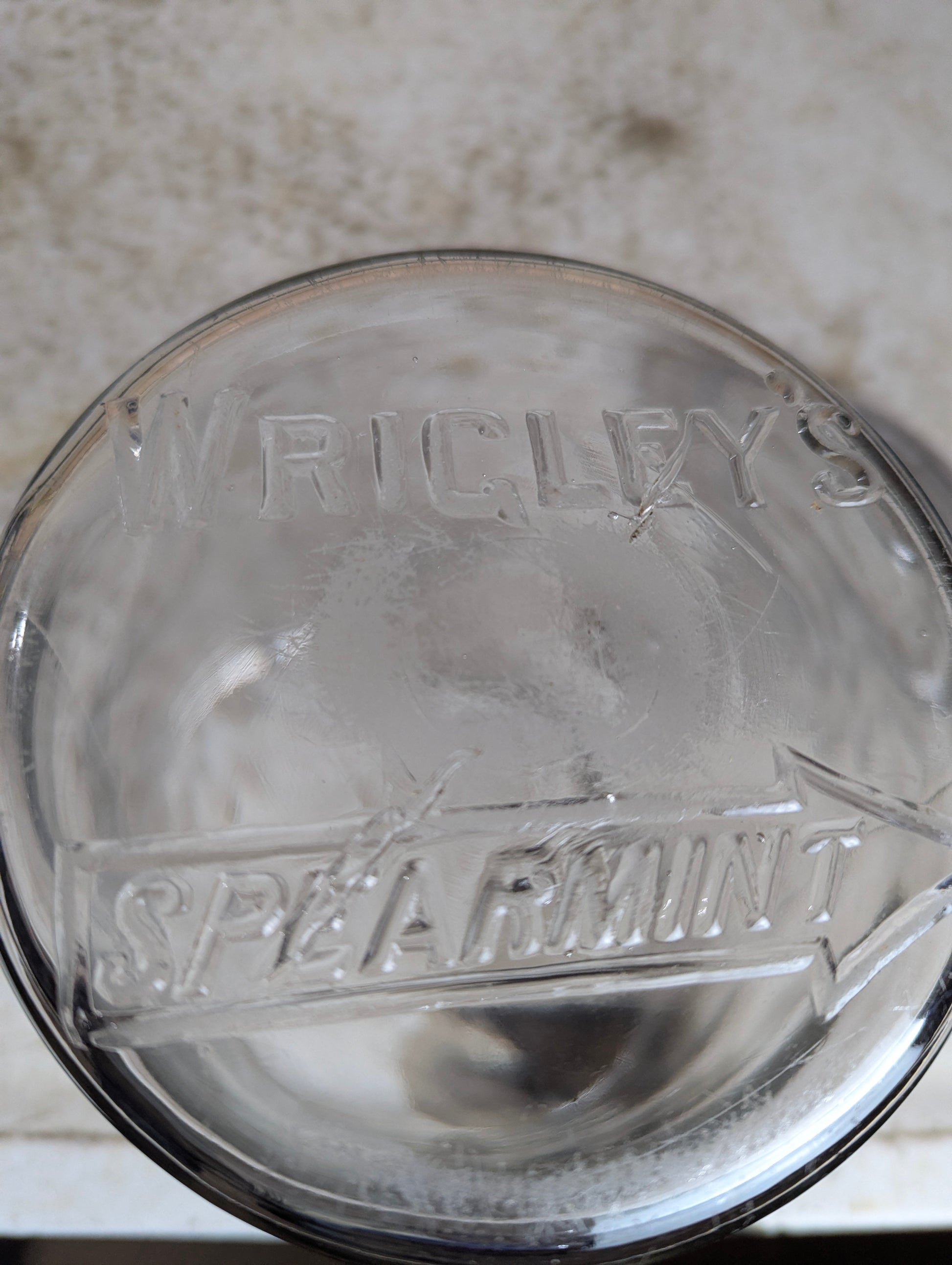 Antique Wrigley's Spearmint Glass Jar with Lid - view 2