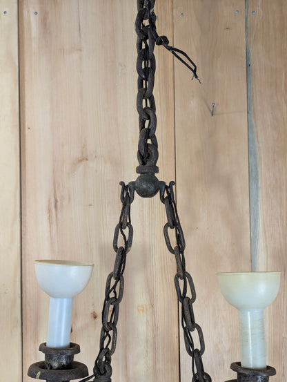 Antique Wrought Iron 2 Light Chandelier - view 5