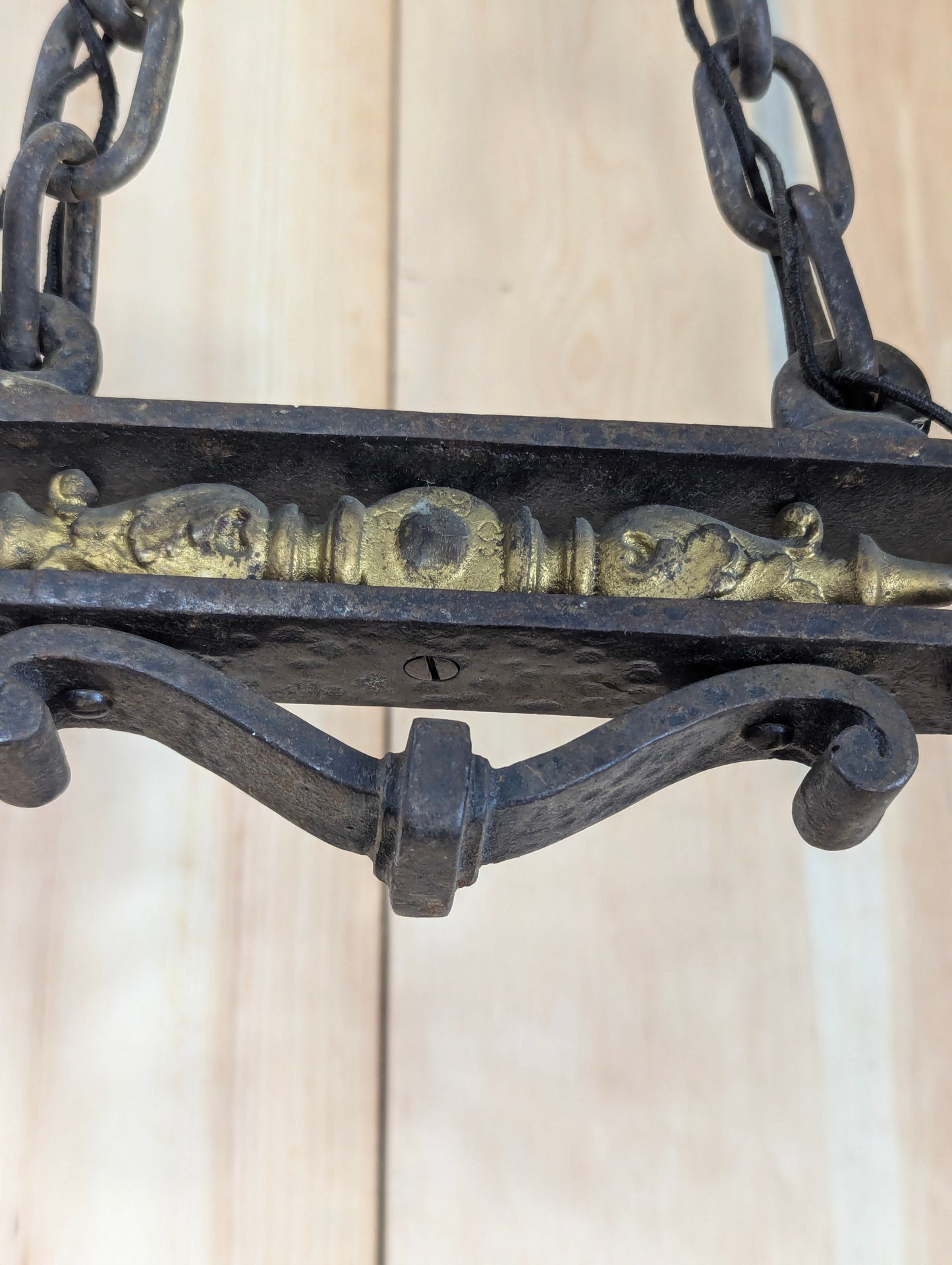 Antique Wrought Iron 2 Light Chandelier - view 7