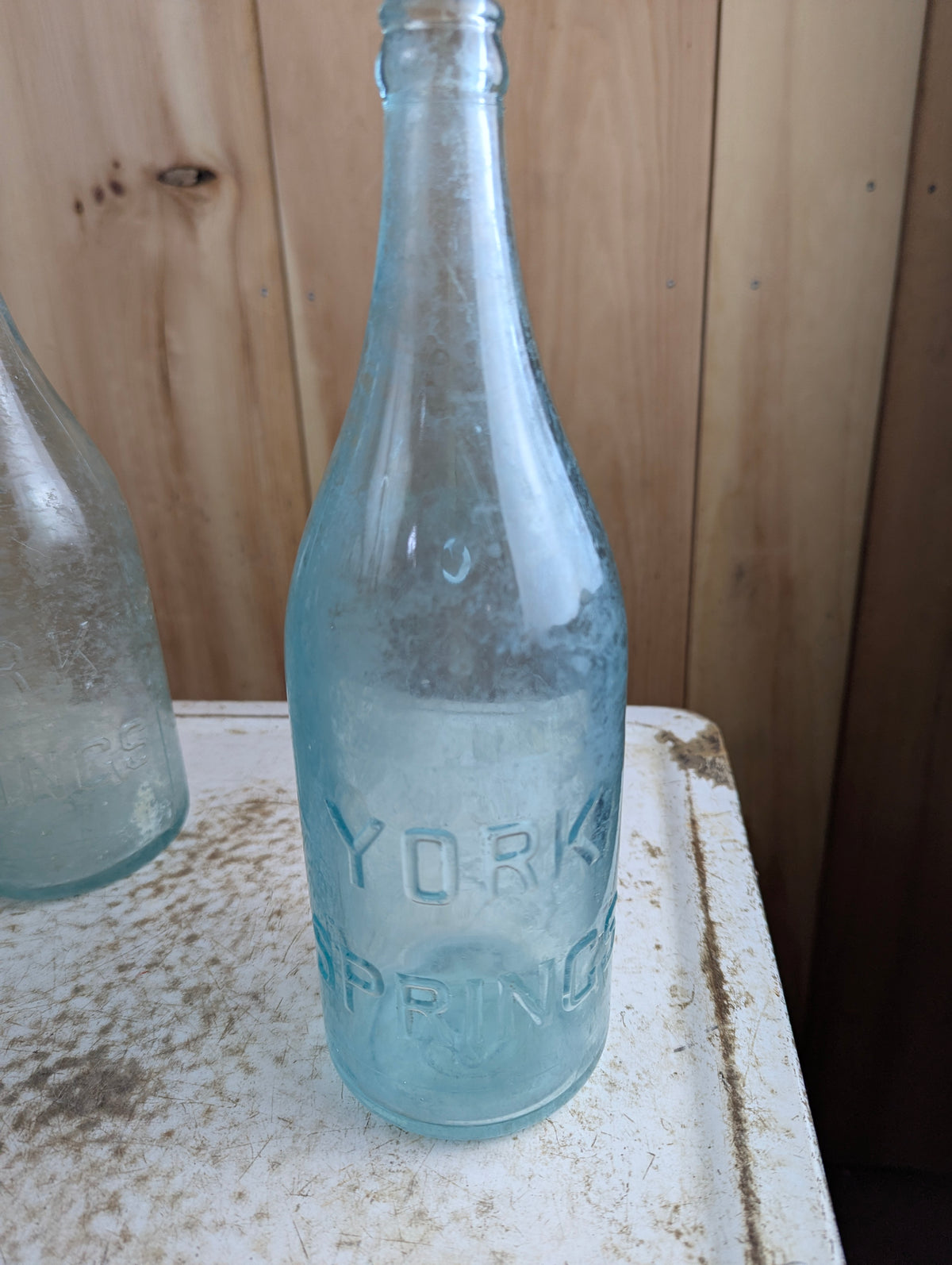 Antique York Springs Aqua Blue Glass Quart Toronto Mineral Water Soda Bottle