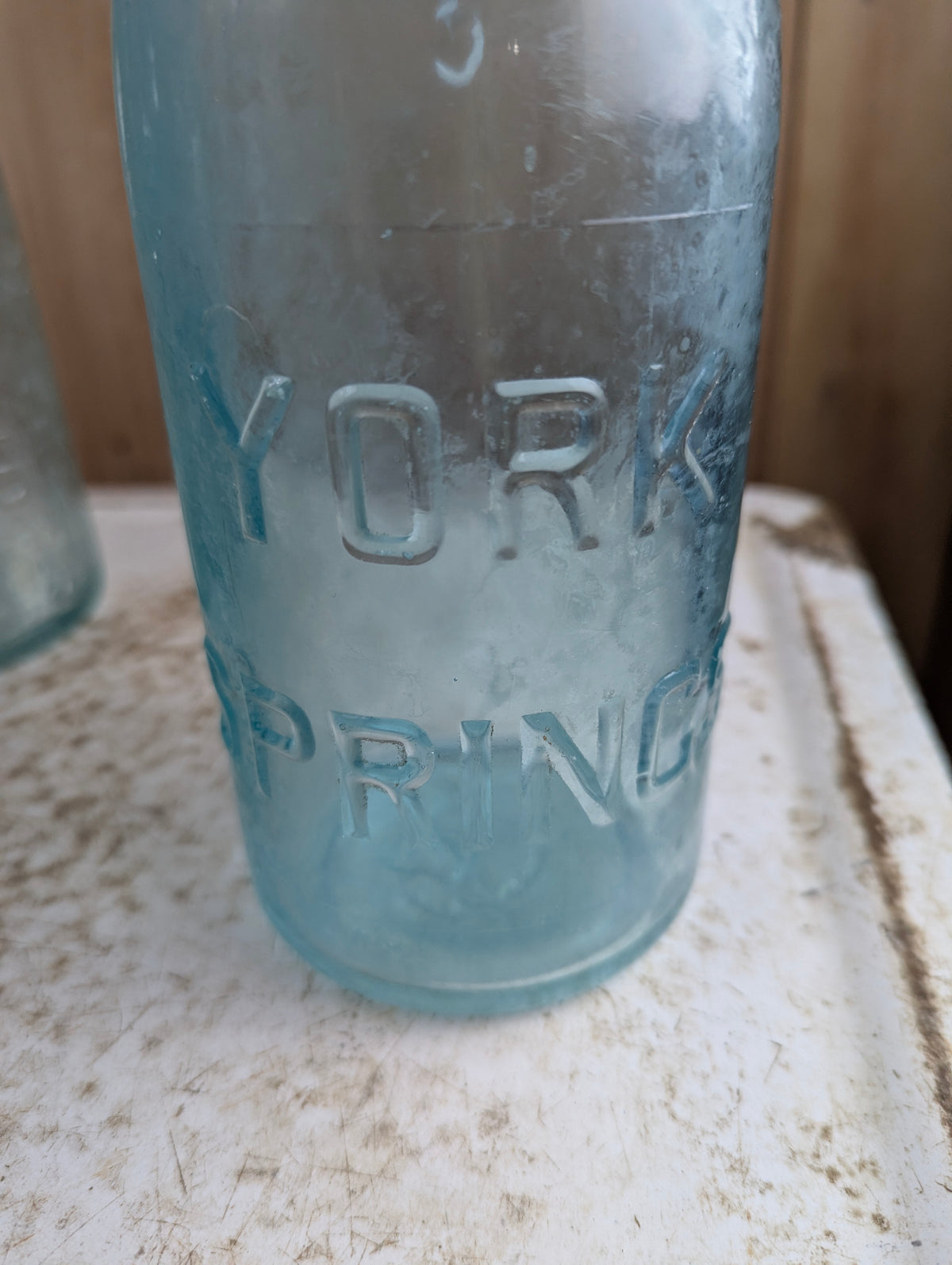 Antique York Springs Aqua Blue Glass Quart Toronto Mineral Water Soda Bottle - view 2