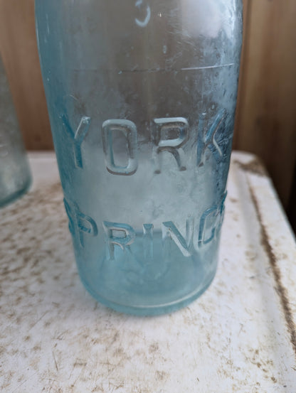Antique York Springs Aqua Blue Glass Quart Toronto Mineral Water Soda Bottle - view 2