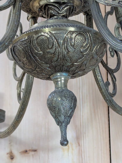Art Nouveau Solid Brass 6-Light Chandelier - view 11