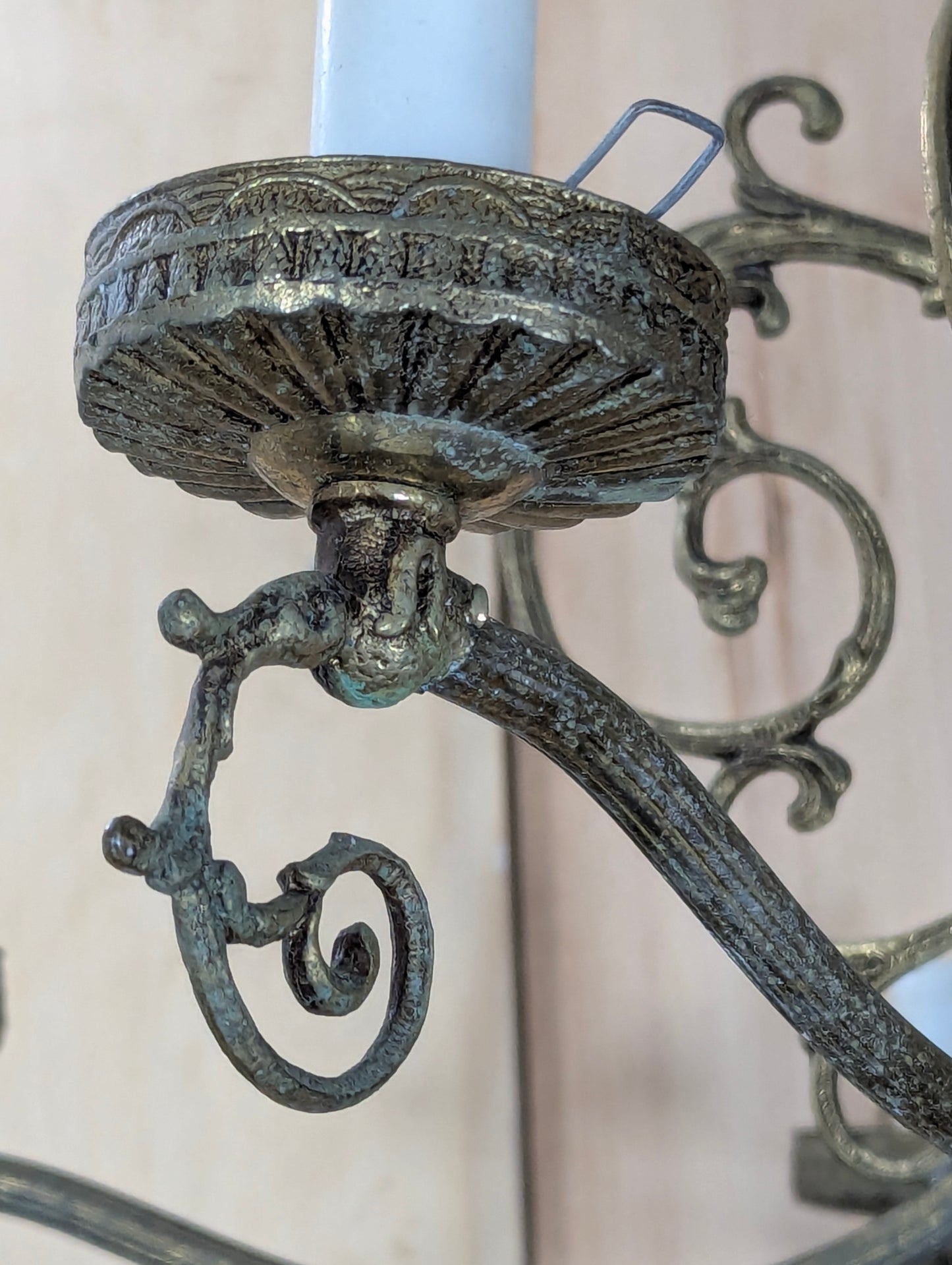 Art Nouveau Solid Brass 6-Light Chandelier - view 9