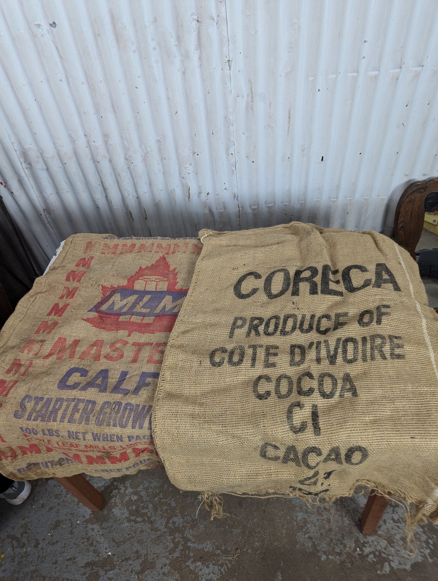 Assorted Vintage Burlap Bags - view 4
