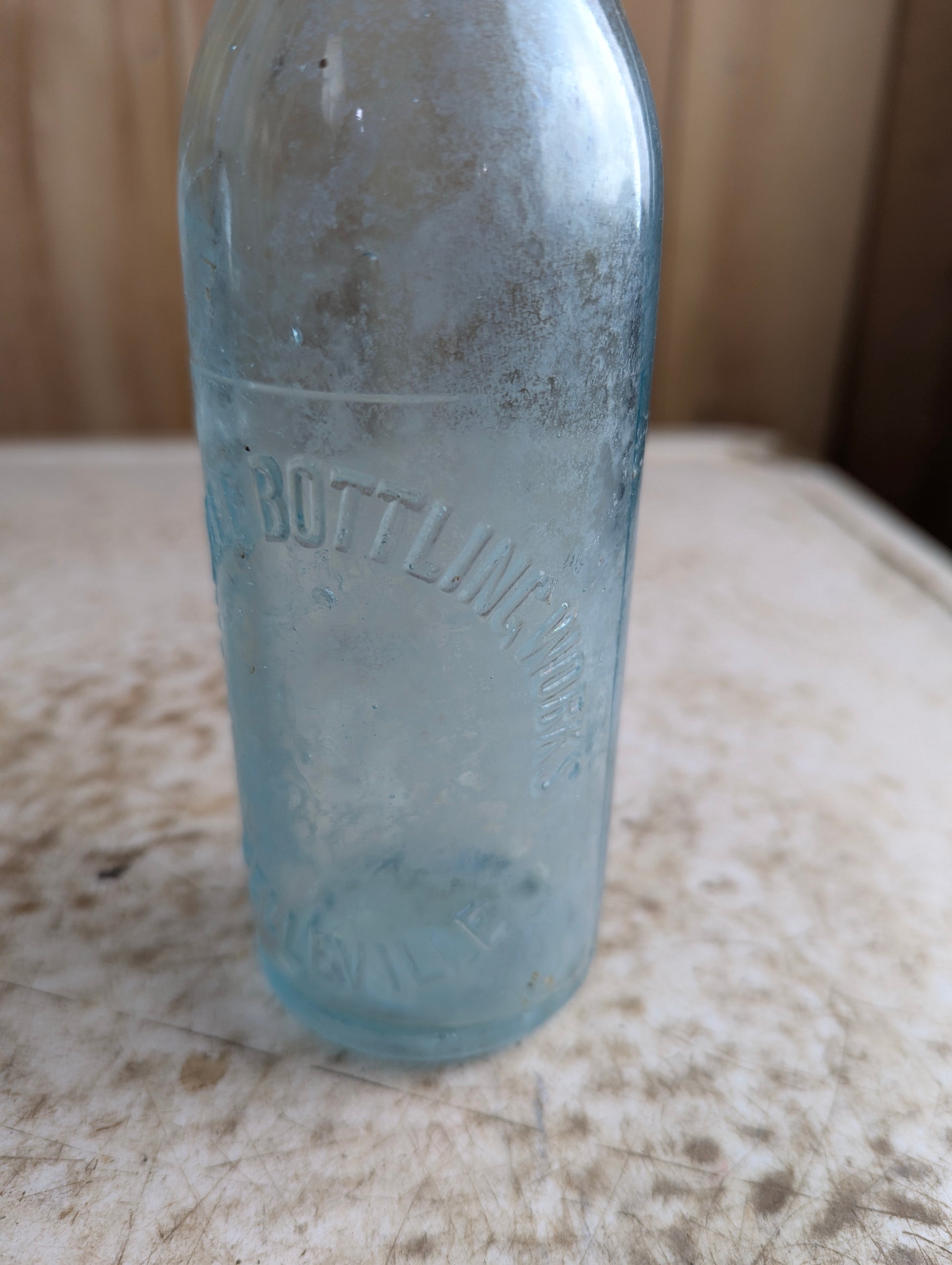 Belleville Bottling Company Antique Embossed Aqua Blue Glass Soda Bottle - view 3