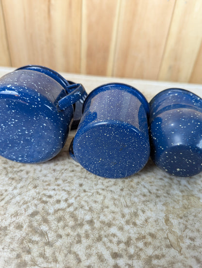 Blue & White Speckled 3 Piece Enamelware set of Creamer, Sugar Bowl and Mug - view 6