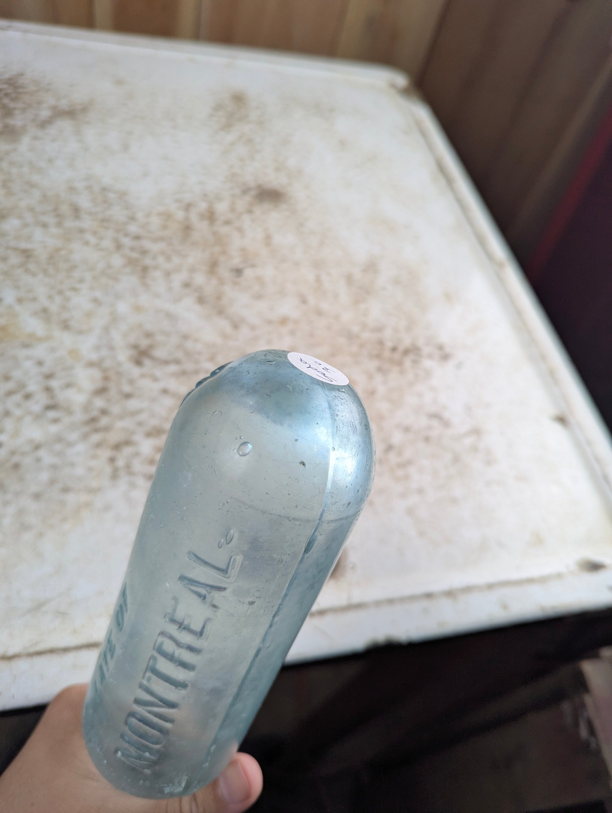 Charles Wilson Montreal Antique Embossed Aqua Glass Torpedo Hamilton Bottle - view 3