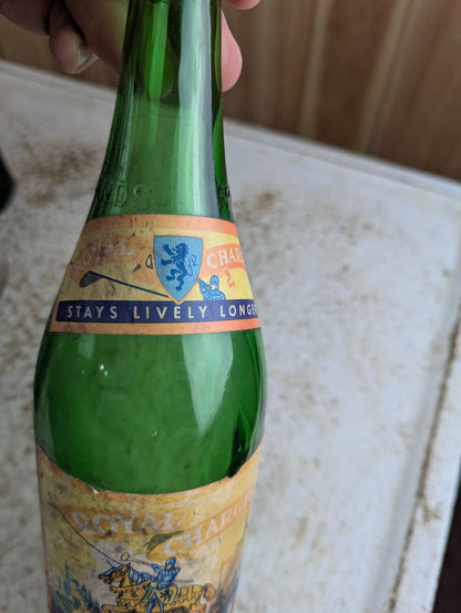 Early 1960s 30oz Royal Charger Private Brands Green Glass Paper Label Soda Bottle - view 2