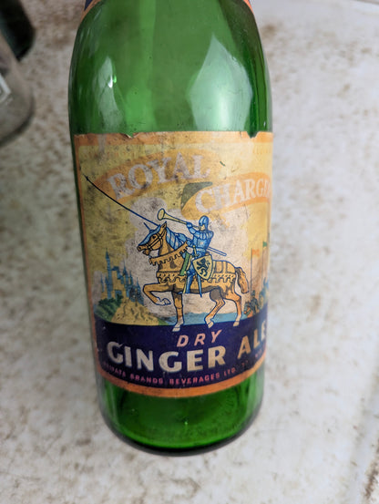Early 1960s 30oz Royal Charger Private Brands Green Glass Paper Label Soda Bottle - view 3