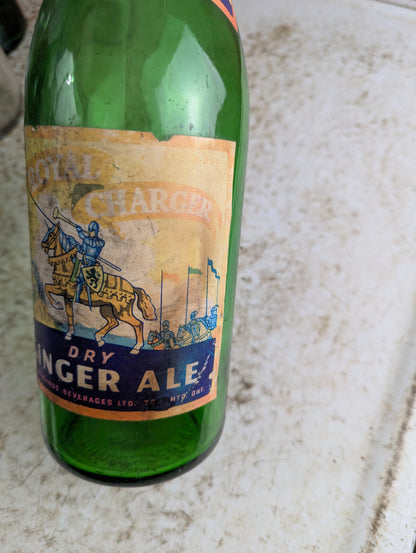 Early 1960s 30oz Royal Charger Private Brands Green Glass Paper Label Soda Bottle - view 5
