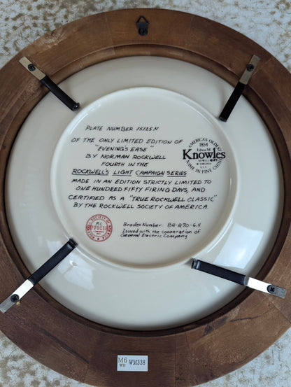 'Evening's Ease' Norman Rockwell Framed Knowles Collector Plate - view 3