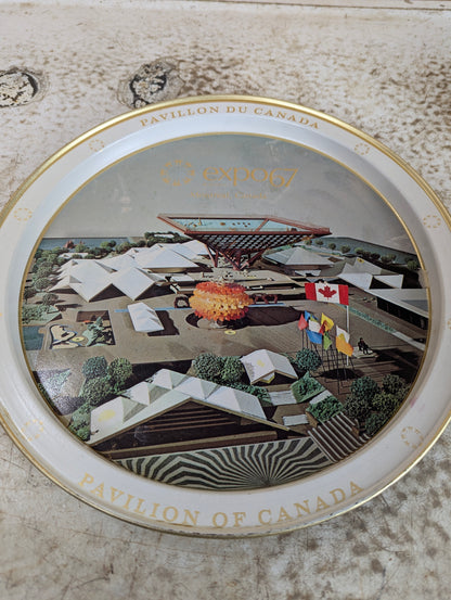 Expo 67 Model of Pavilion of Canada Metal Collectible Tray