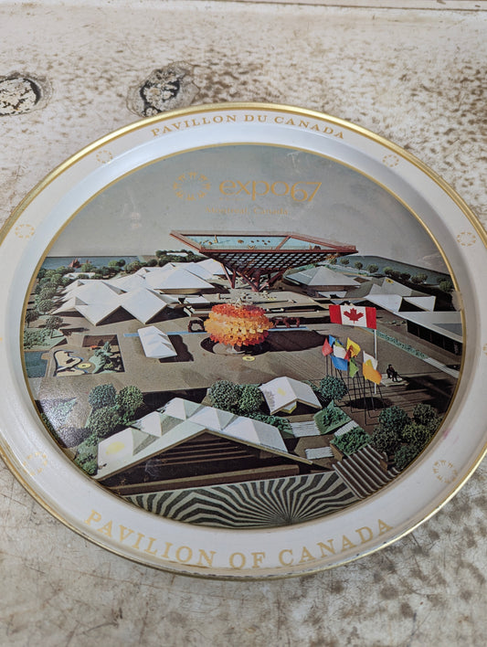 Expo 67 Model of Pavilion of Canada Metal Collectible Tray