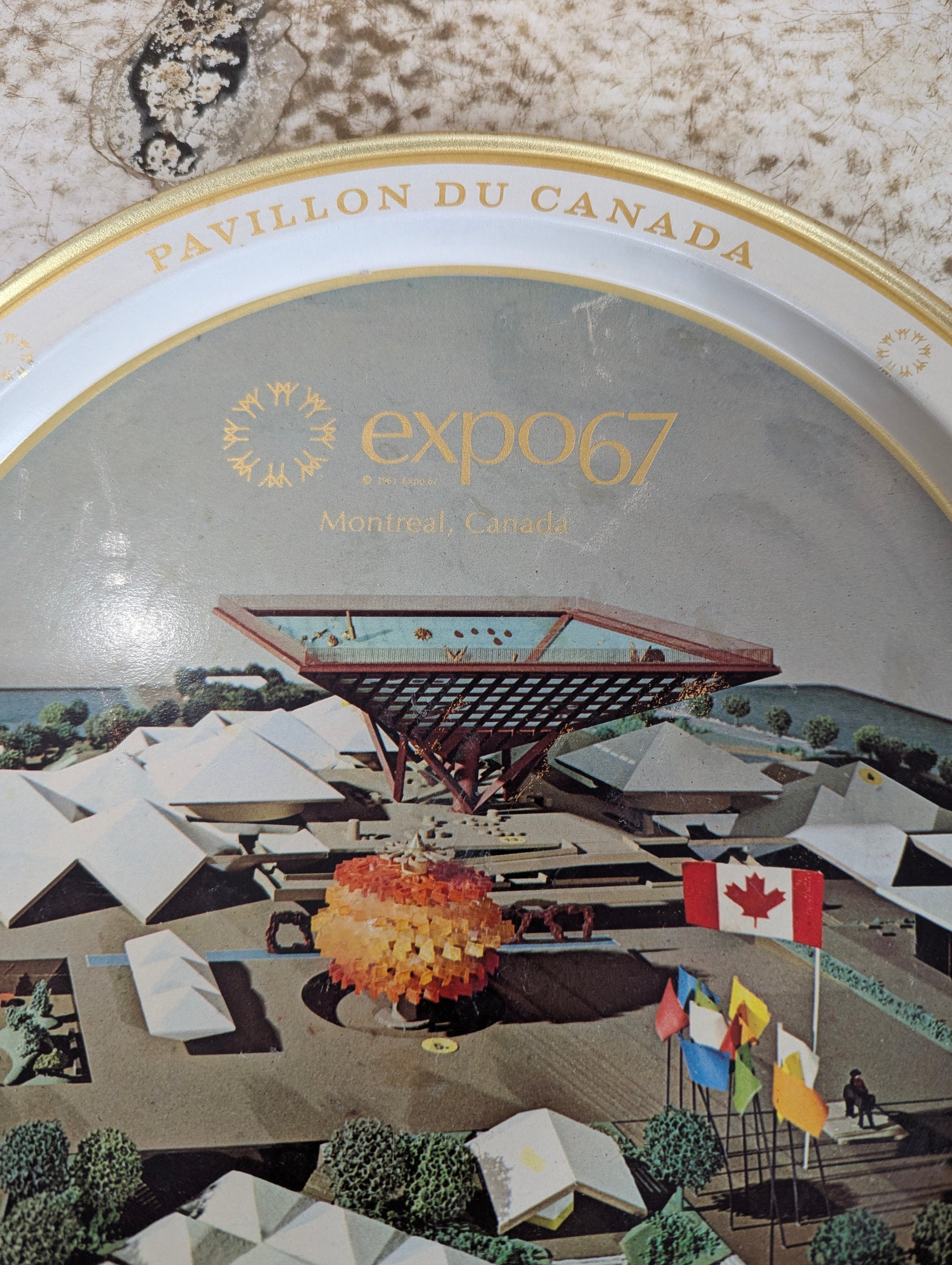 Expo 67 Model of Pavilion of Canada Metal Collectible Tray - view 2