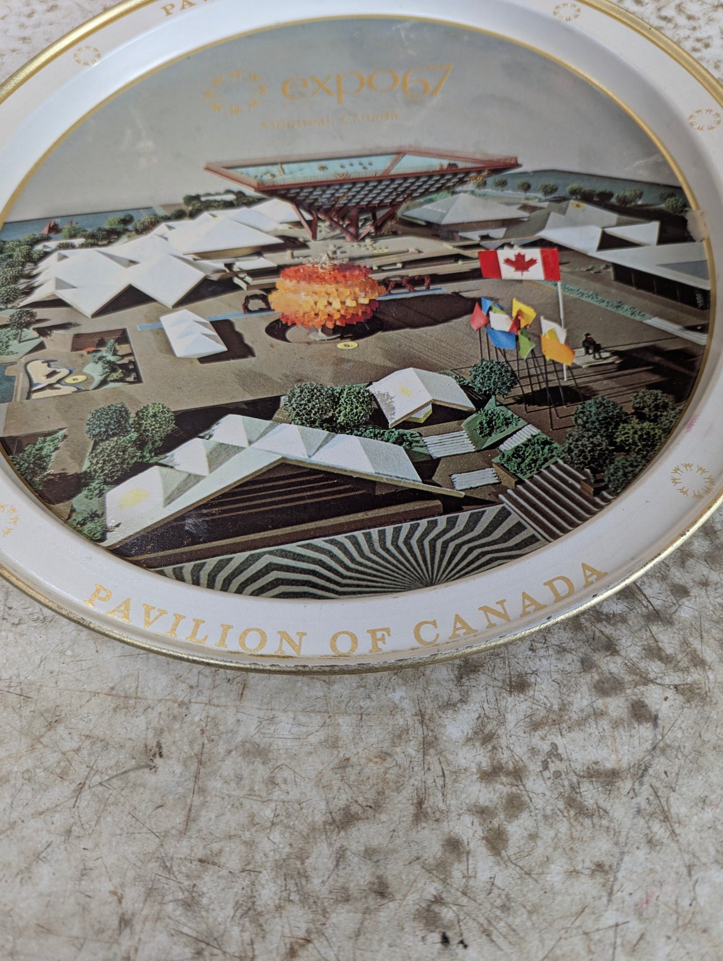 Expo 67 Model of Pavilion of Canada Metal Collectible Tray - view 3