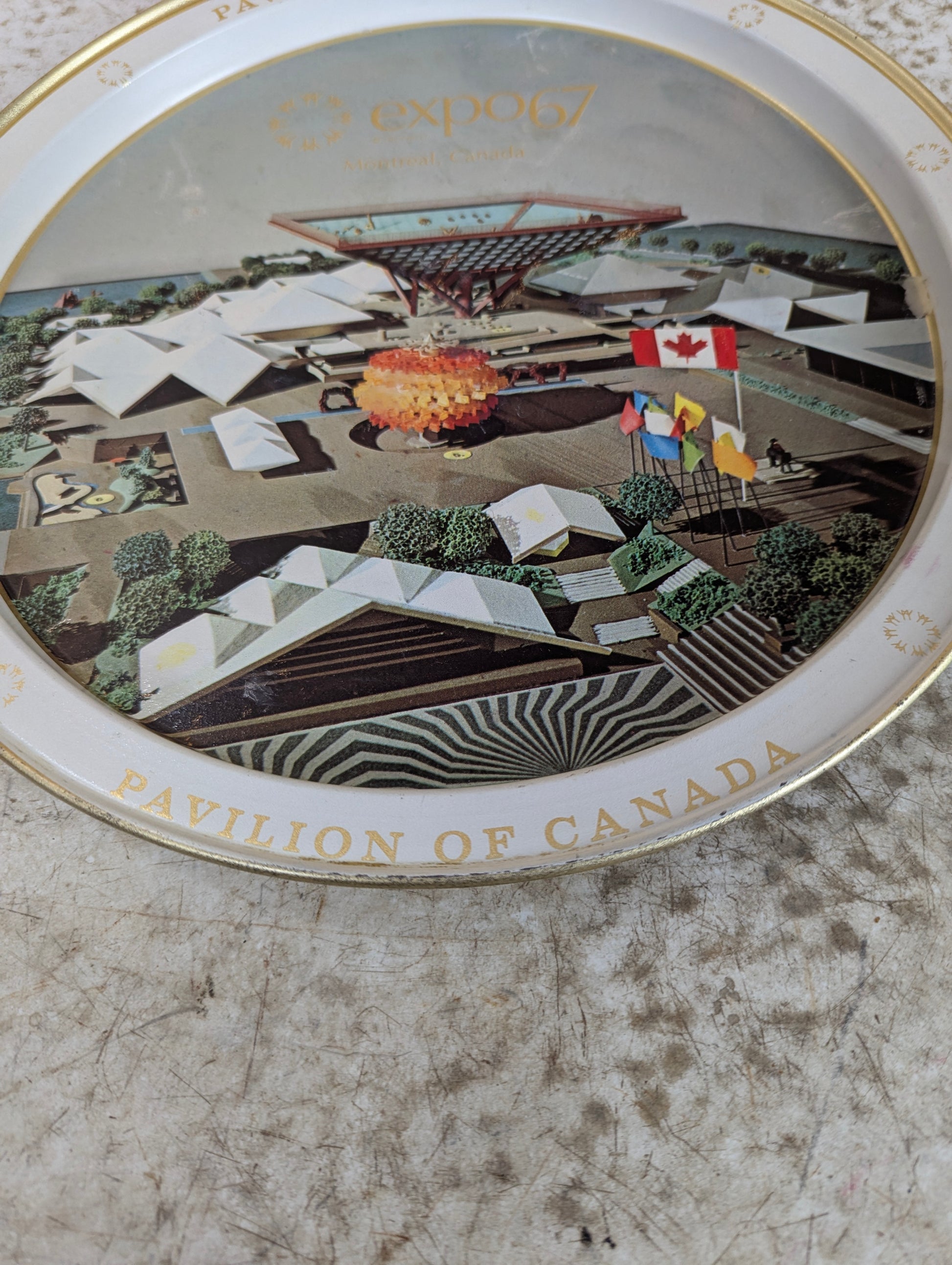 Expo 67 Model of Pavilion of Canada Metal Collectible Tray - view 3