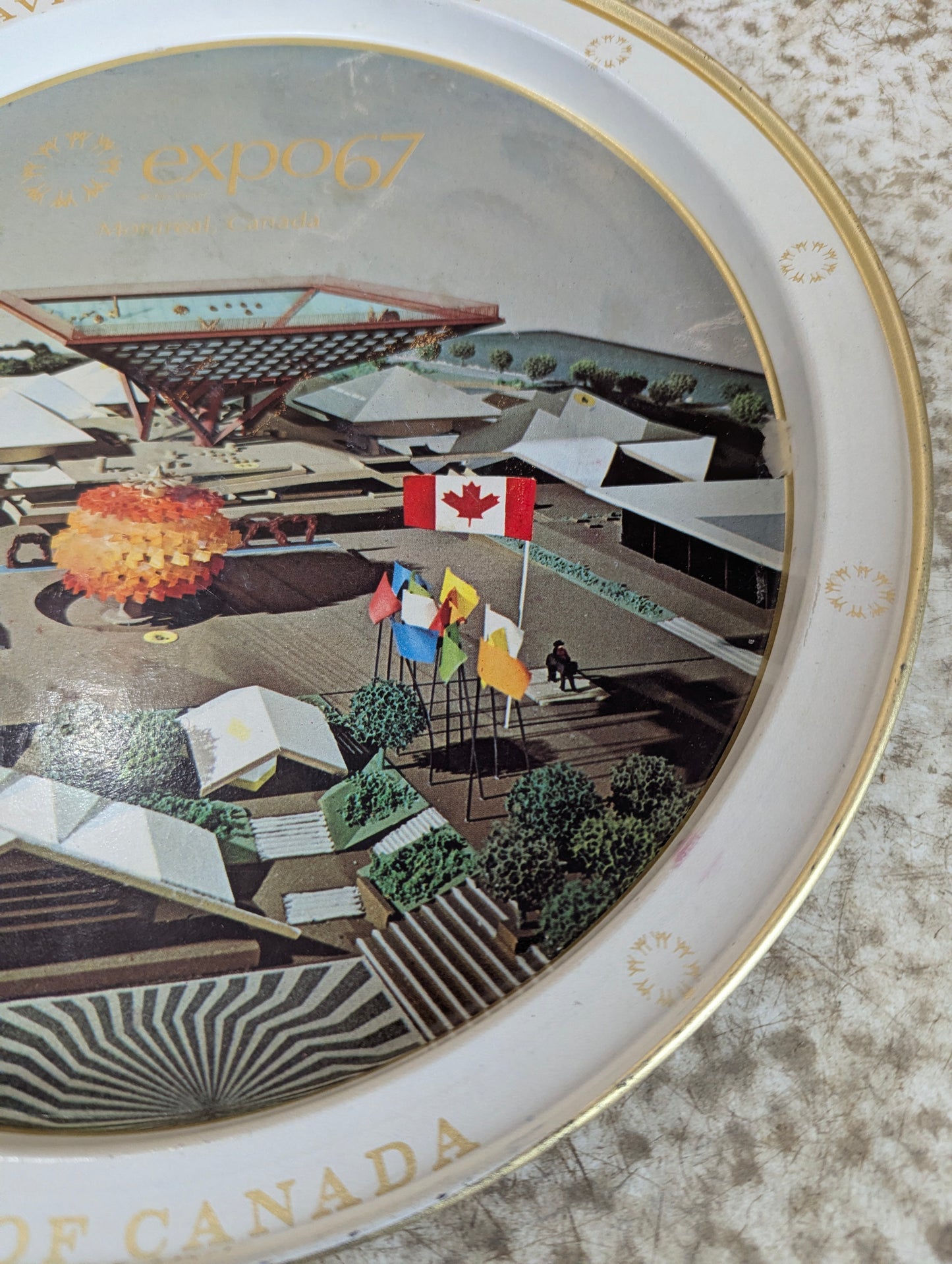 Expo 67 Model of Pavilion of Canada Metal Collectible Tray - view 4