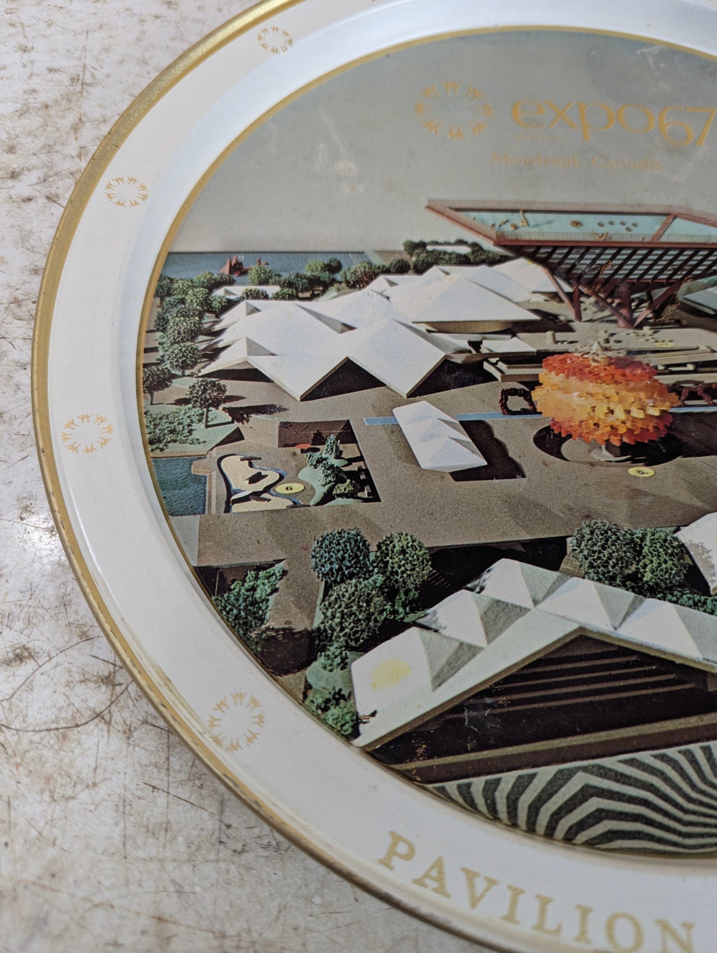 Expo 67 Model of Pavilion of Canada Metal Collectible Tray - view 5