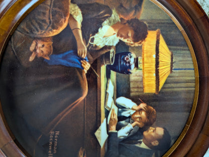 'Father's Help' Norman Rockwell Framed Knowles Collector Plate - view 2