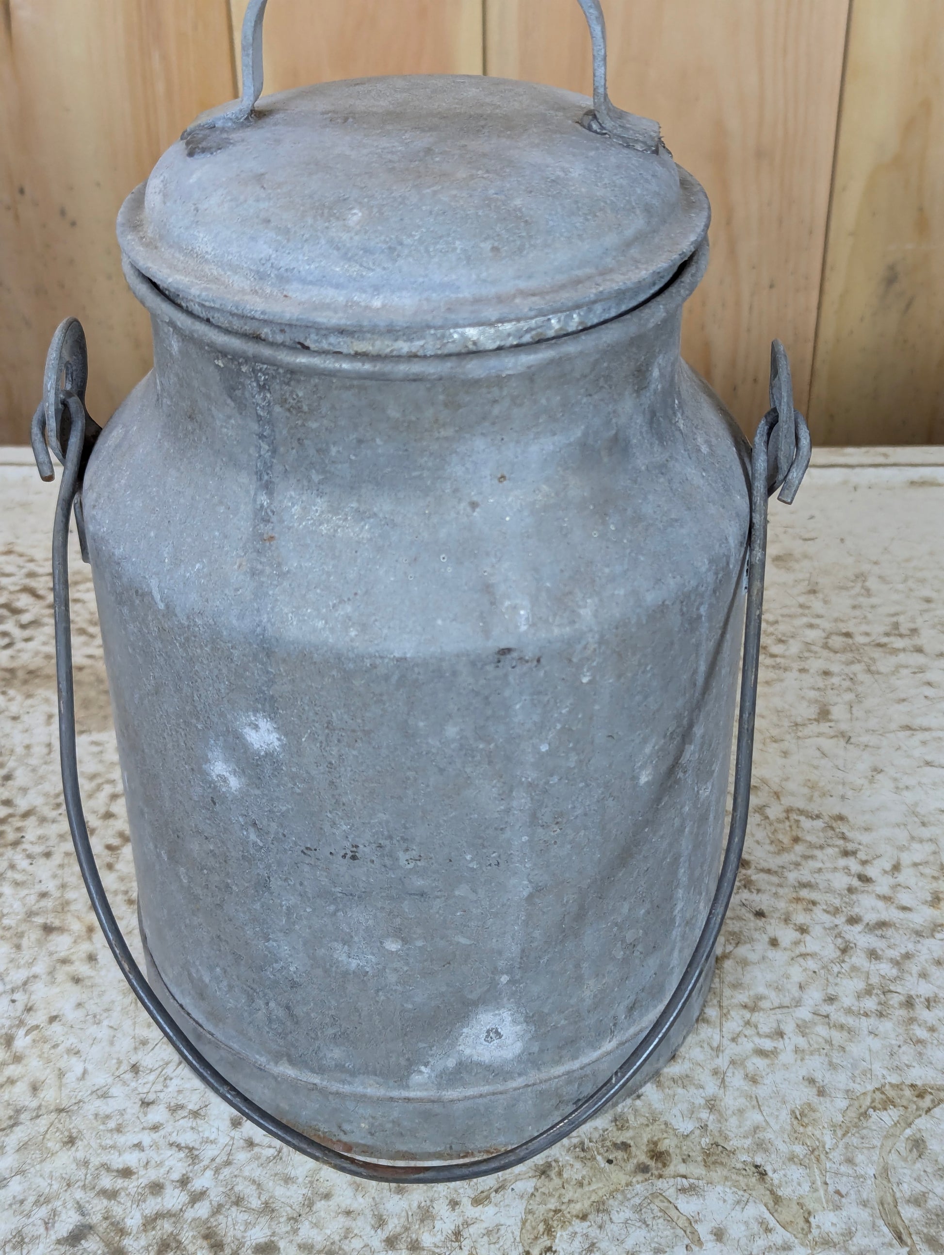 Galvanized Steel Cream Can with Lid and Handle - view 2