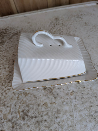 German Ceramic Covered Cheese Keeper Dish